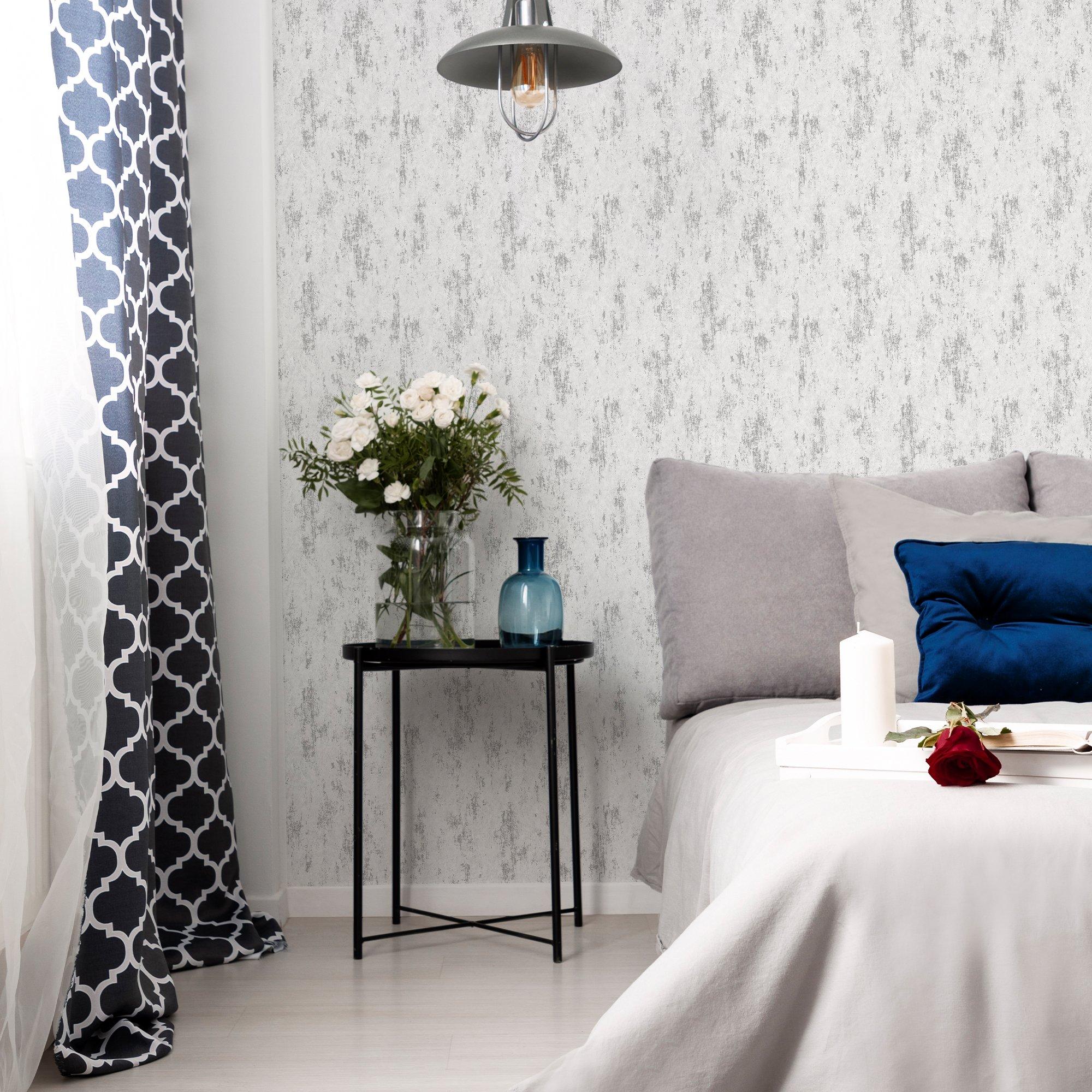 Silver - Sublime - Sublime Distressed Texture White Wallpaper - 1