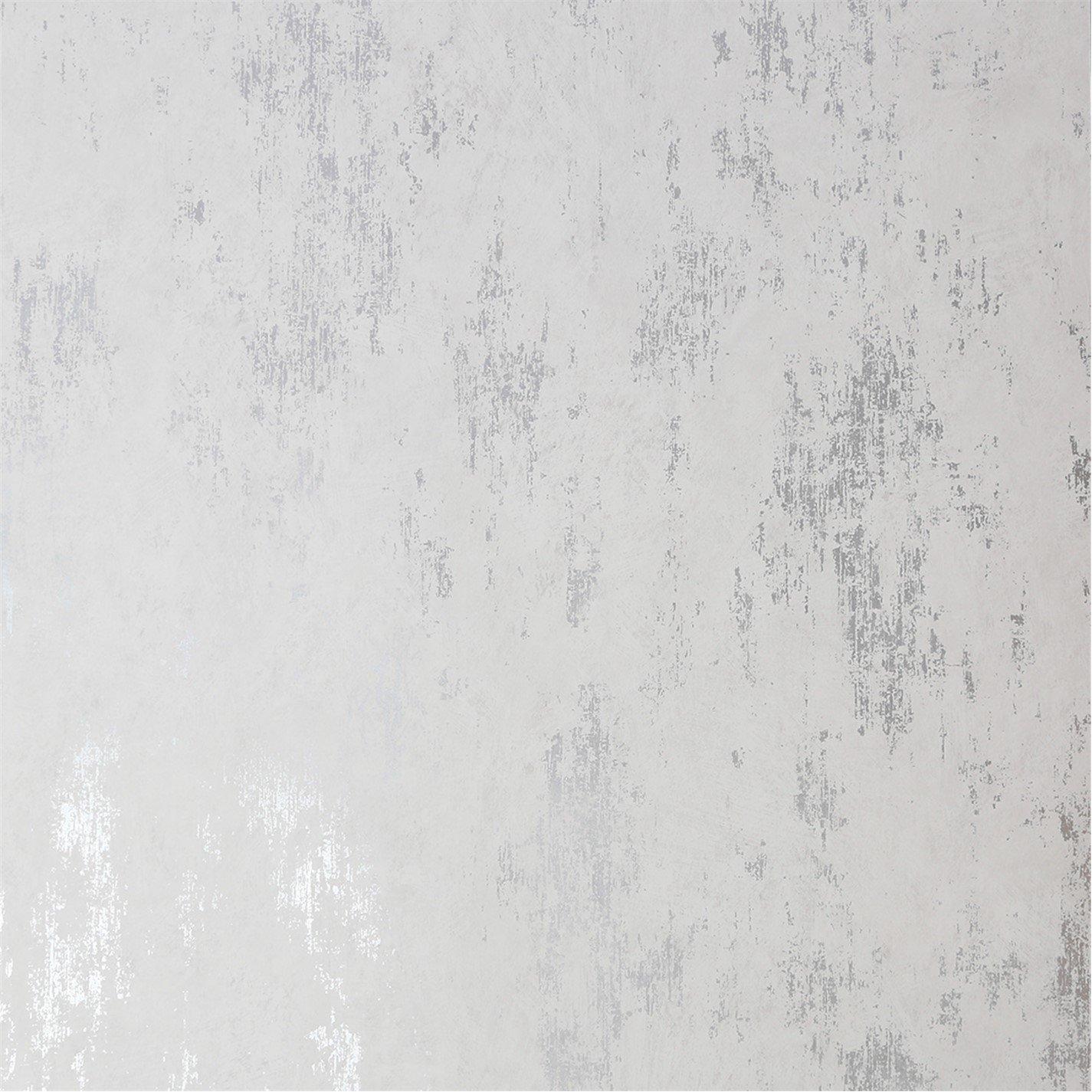 Sublime  Distressed Texture White Wallpaper - Silver
