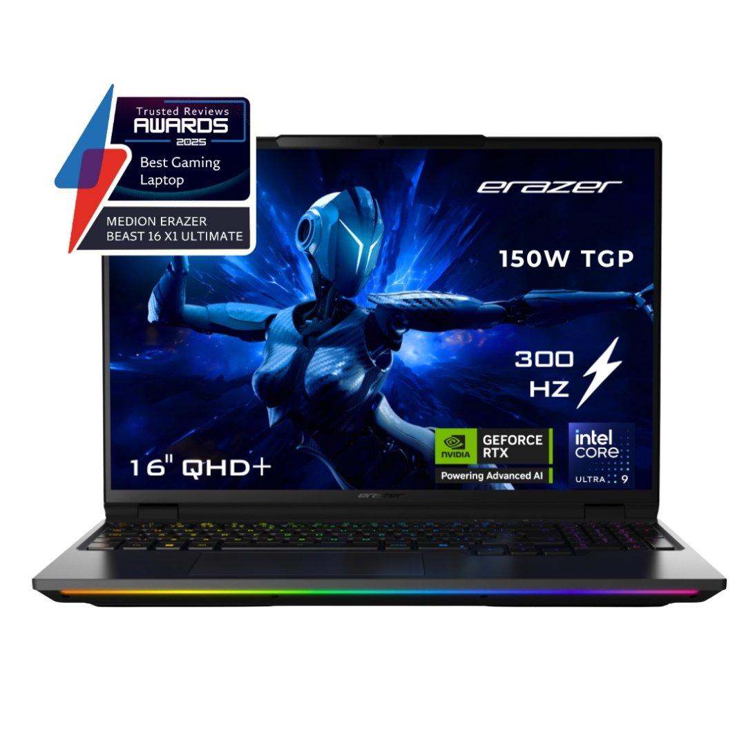 Black - Medion - Erazer Beast 16 X1 Ultimate 16 Gaming Laptop Intel Core Ultra 9 275HX RTX 5090 Win 11 Home - 1