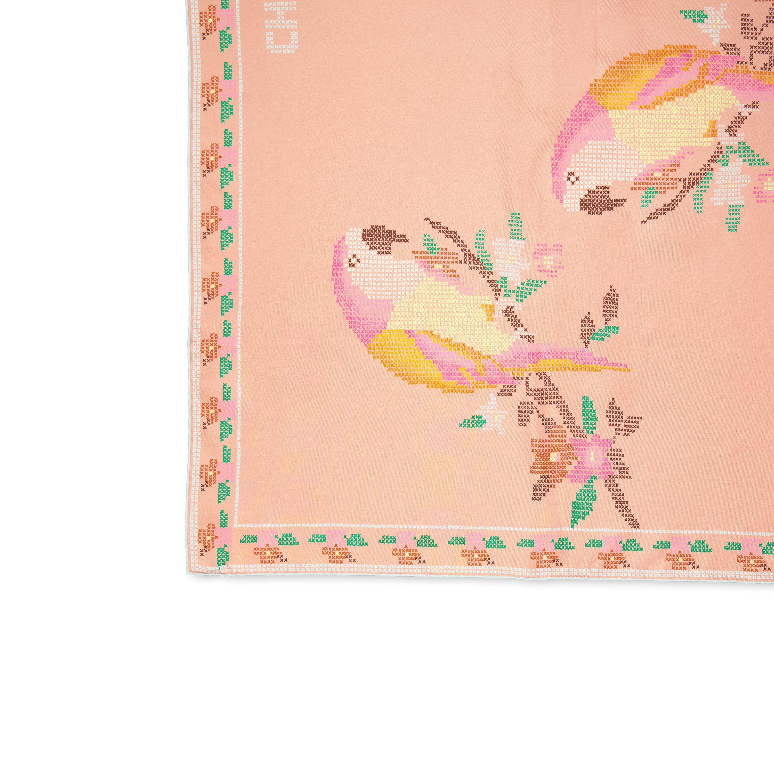 Multi Pink - Chloe - Women's Parrot Silk Scarf - 3