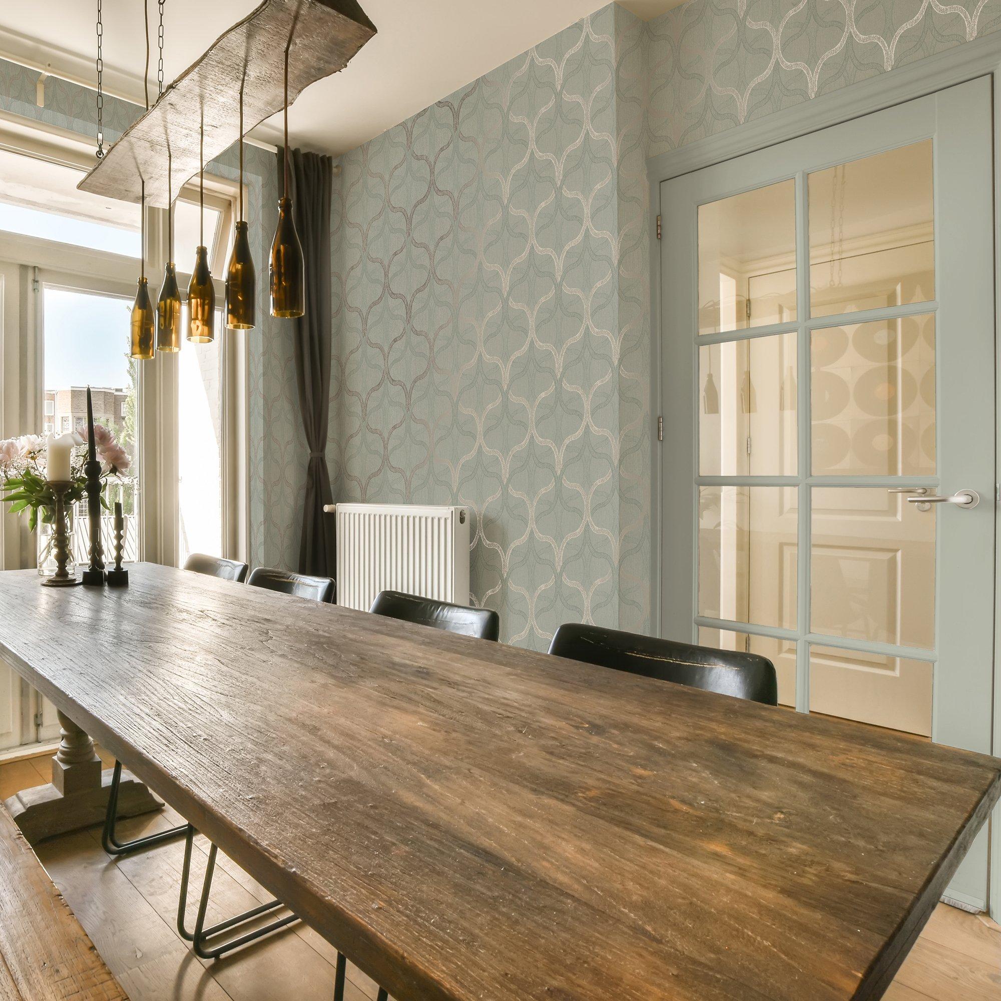 Sage - Boutique - Boutique Refine Geometric Sage Green Wallpaper - 1