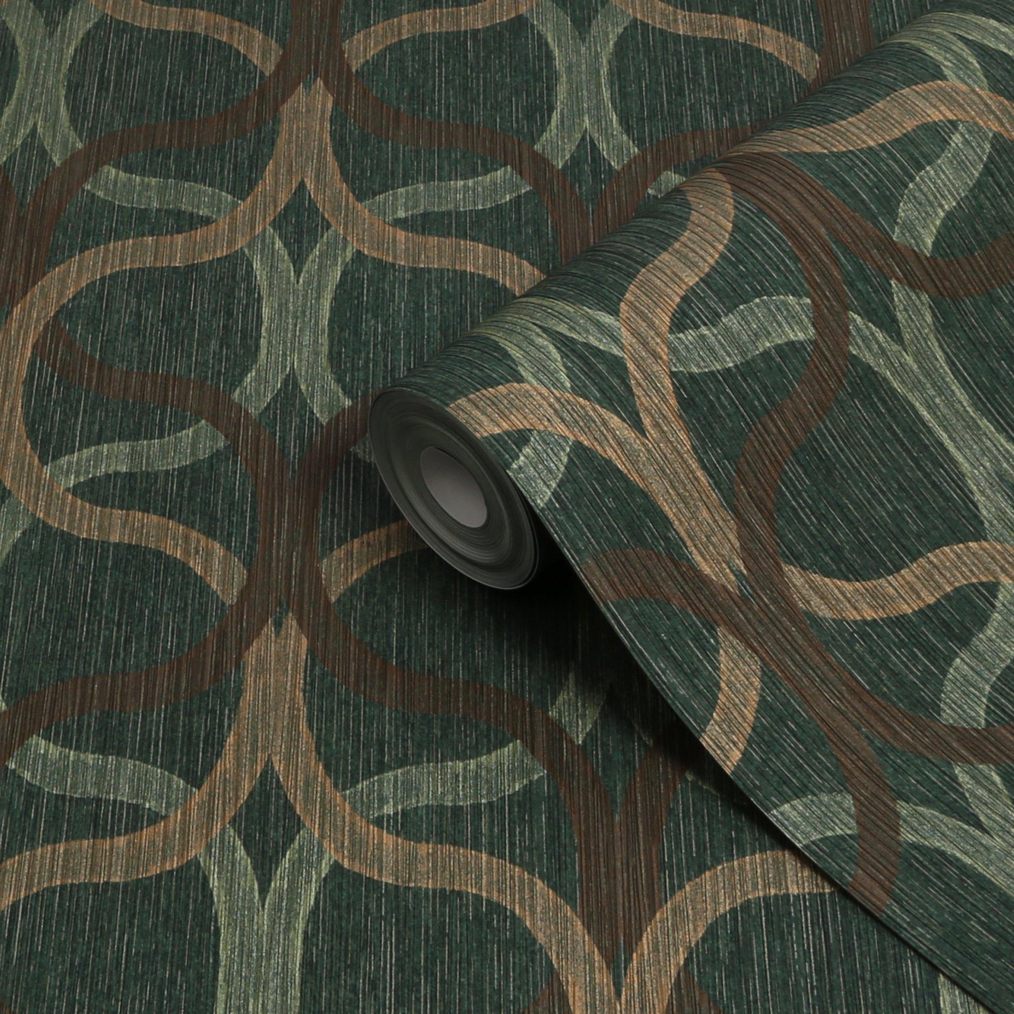 Green - Boutique - Boutique Refine Geometric Green & Gold Wallpaper - 3