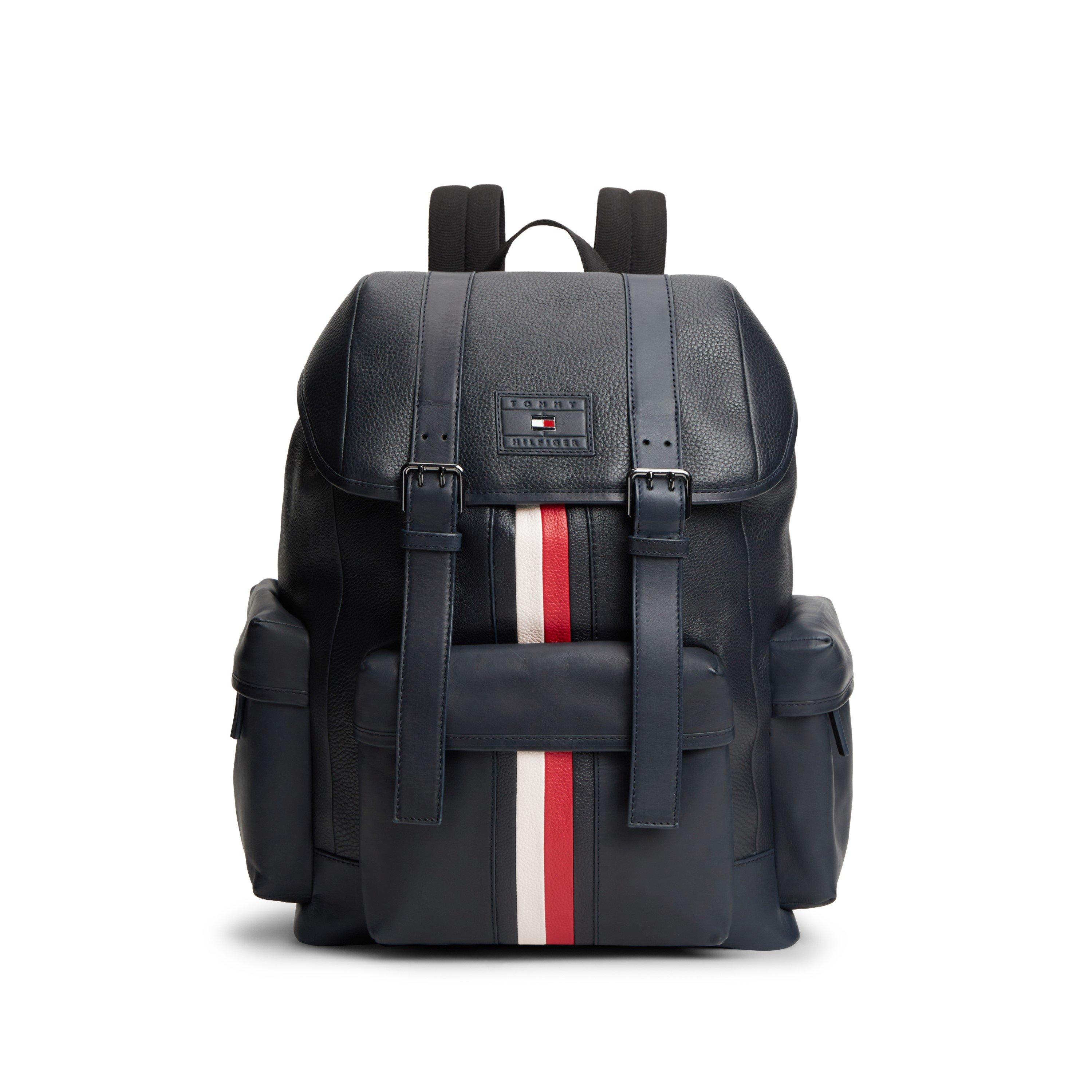 Space Blue - Tommy Hilfiger - Signature Stripe Leather Backpack - 1