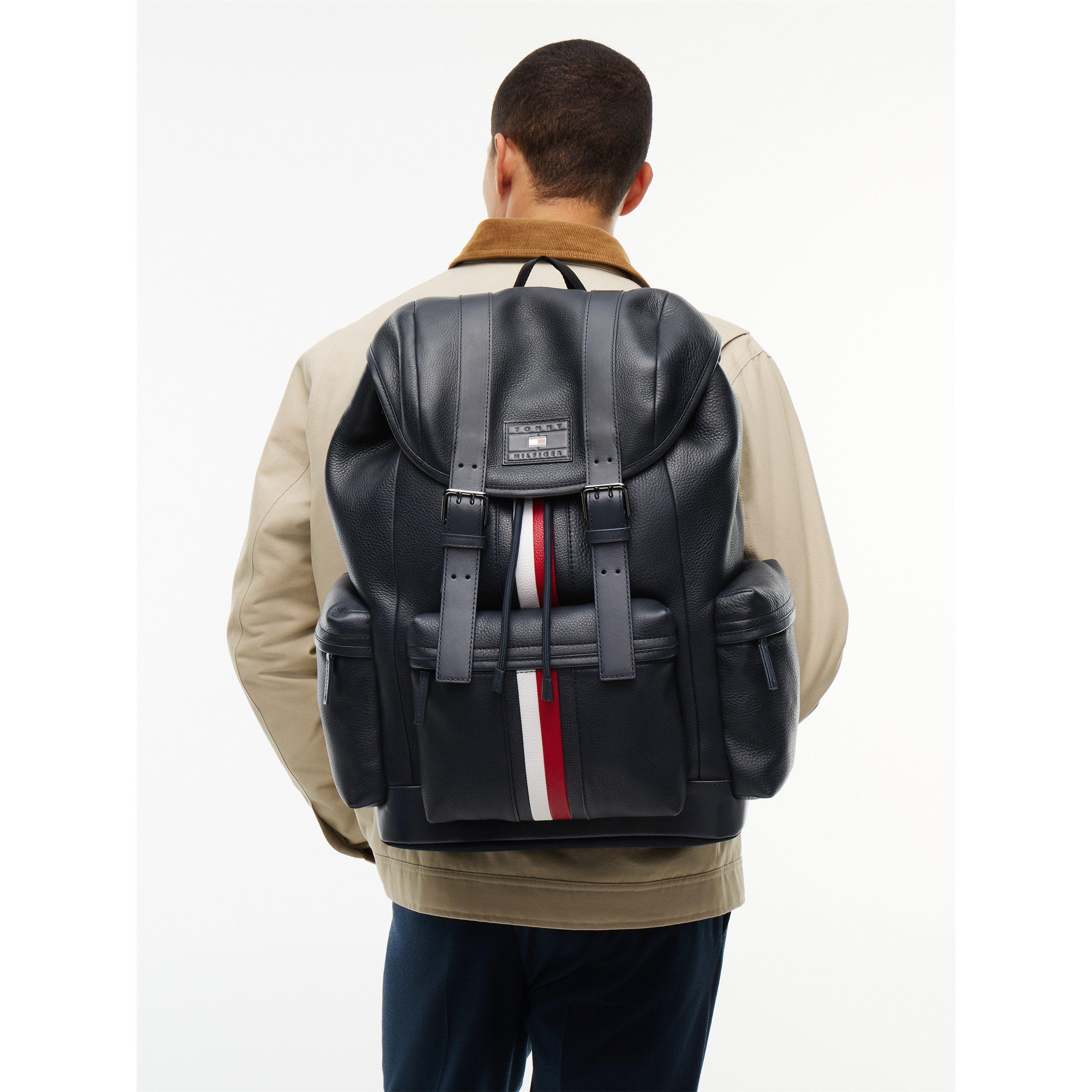 Space Blue - Tommy Hilfiger - Signature Stripe Leather Backpack - 2