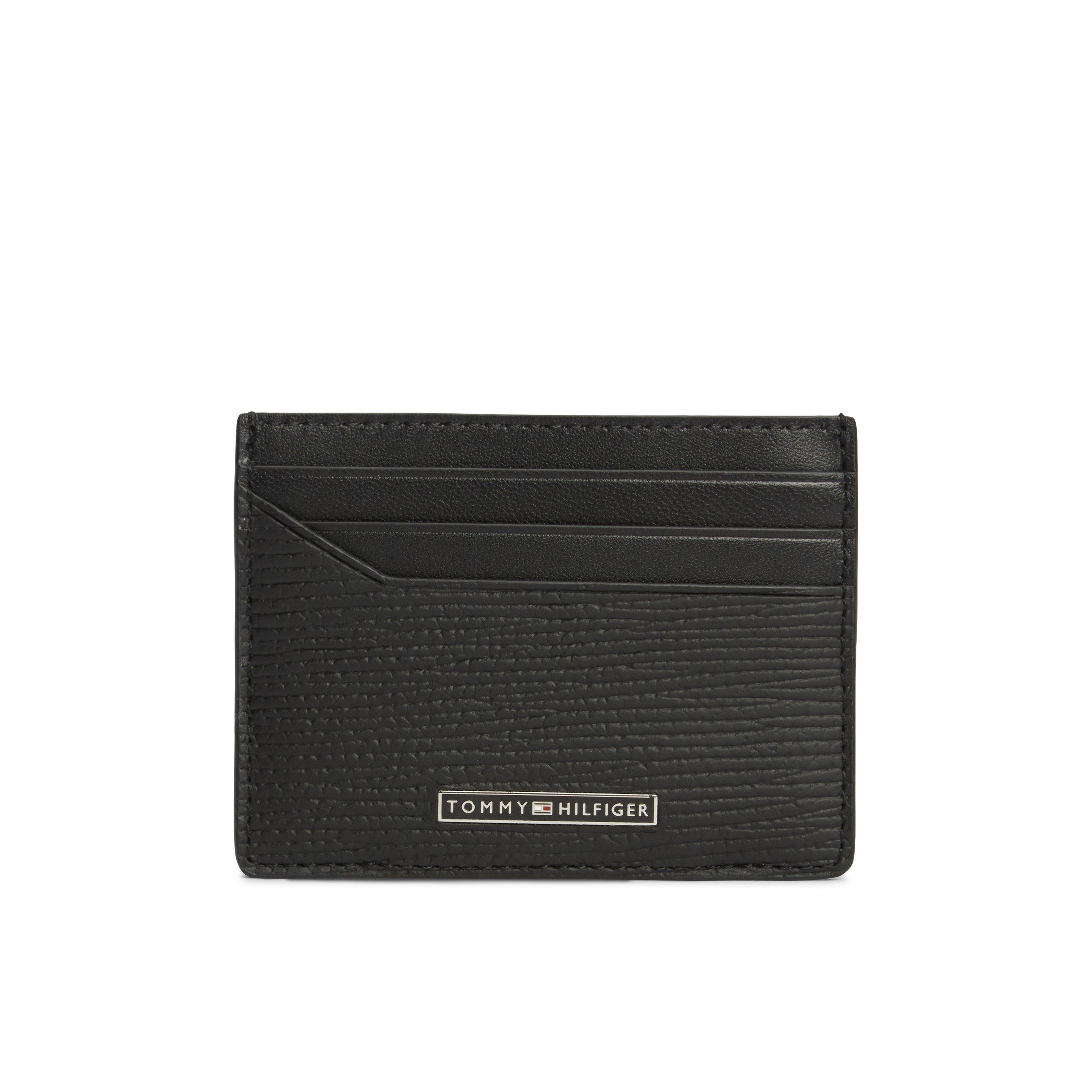 Schwarz - Tommy Hilfiger - Men's Business Saffiano Leather Card Holder - 1