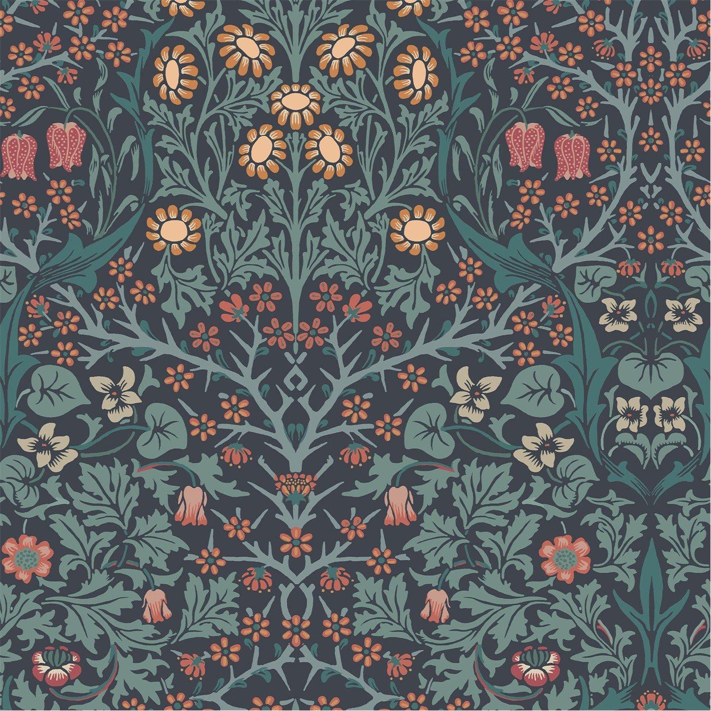 Navy - William Morris at Home - Blackthorn Navy Wallpaper - 2