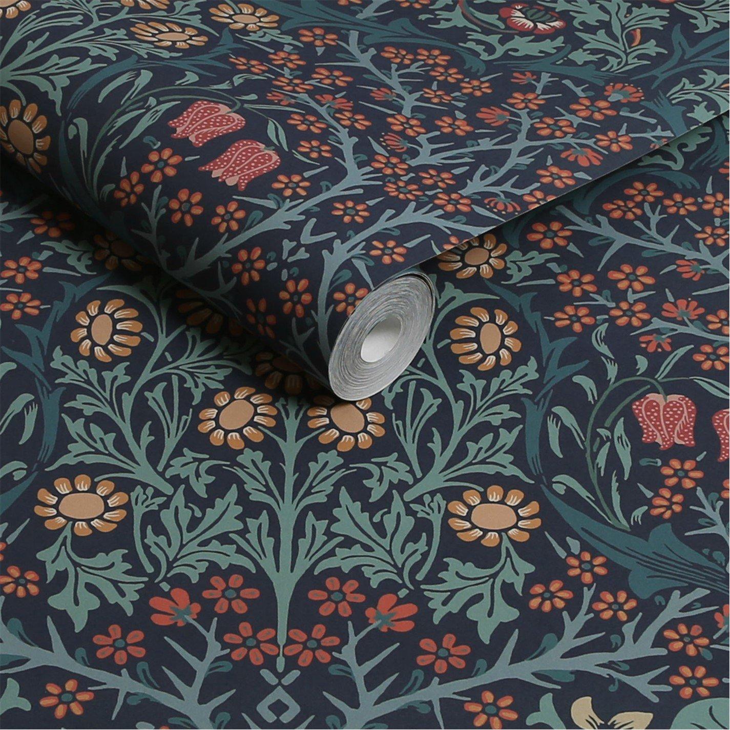 Navy - William Morris at Home - Blackthorn Navy Wallpaper - 3