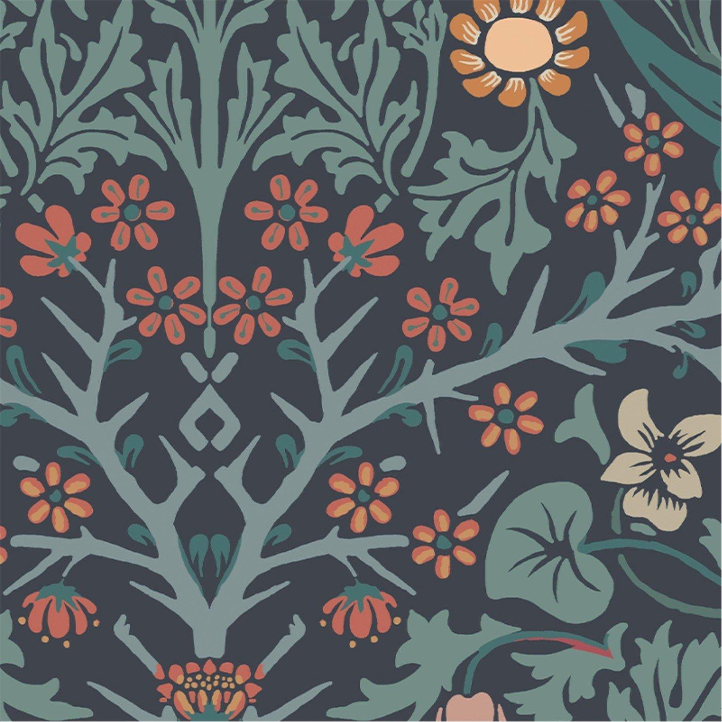 Navy - William Morris at Home - Blackthorn Navy Wallpaper - 4