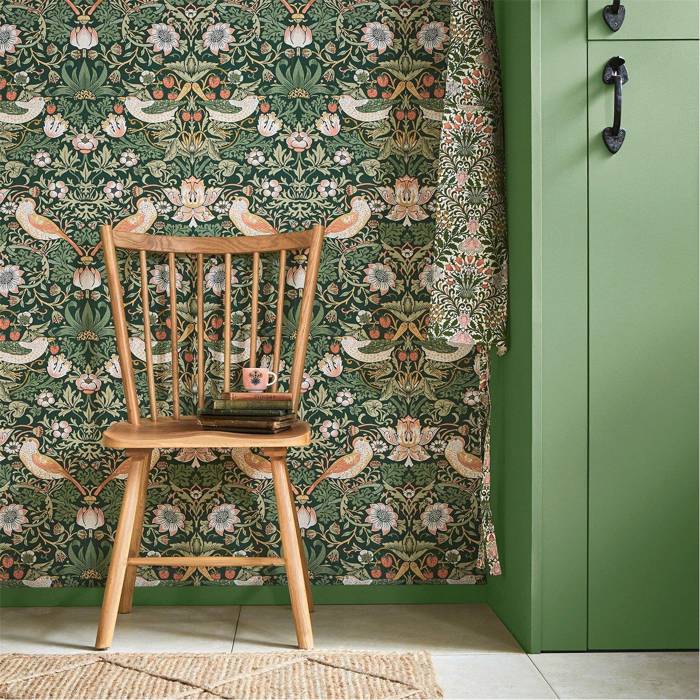 William Morris At Home  Strawberry Thief Rich Green