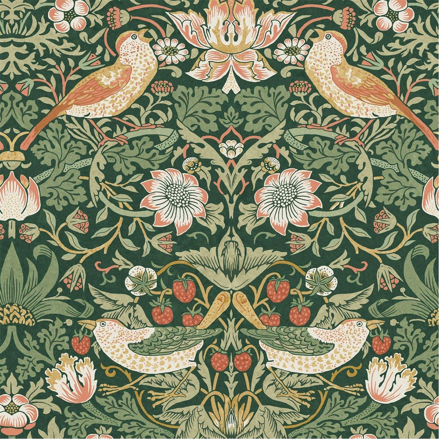 Rich Green - William Morris at Home - Strawberry Thief Rich Green - 2
