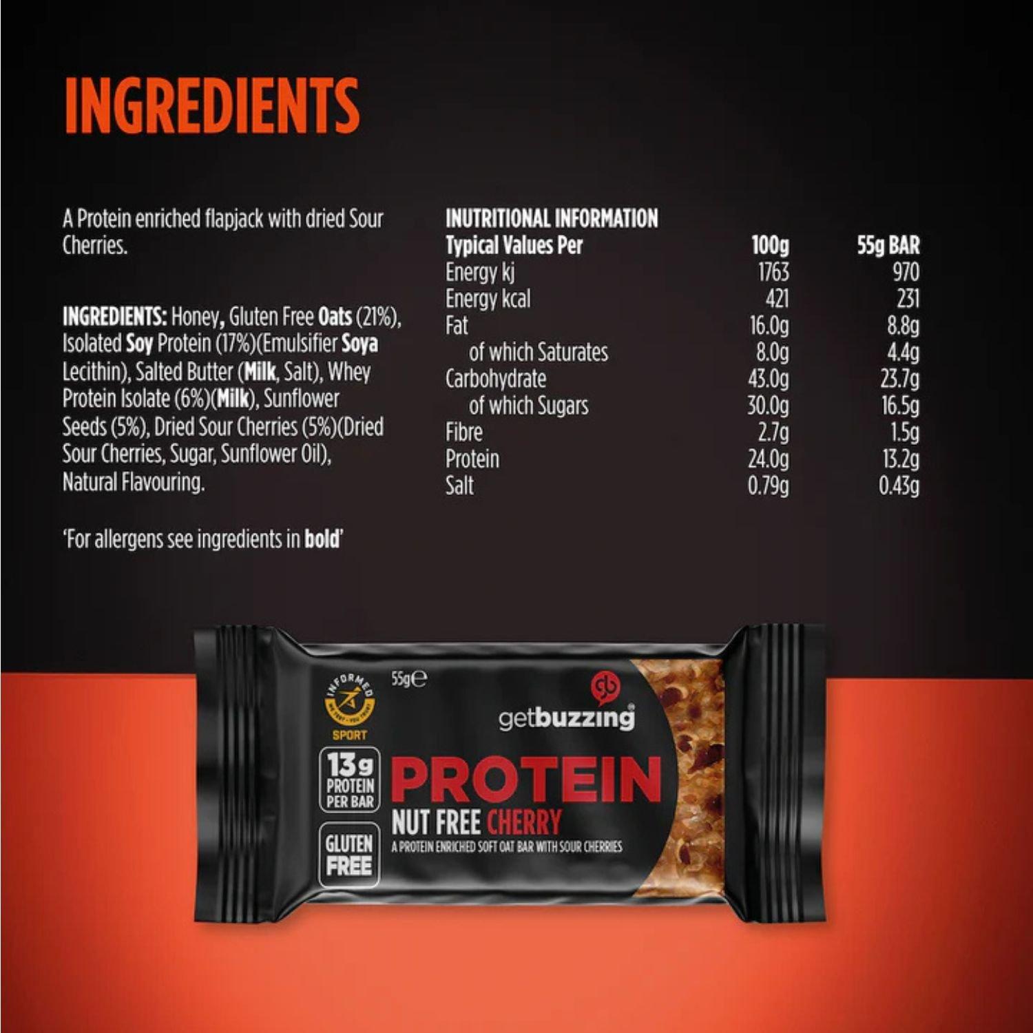 Cherry - Get Buzzing - Get Buzzing Protein Flapjack (12 x 55g) - 4