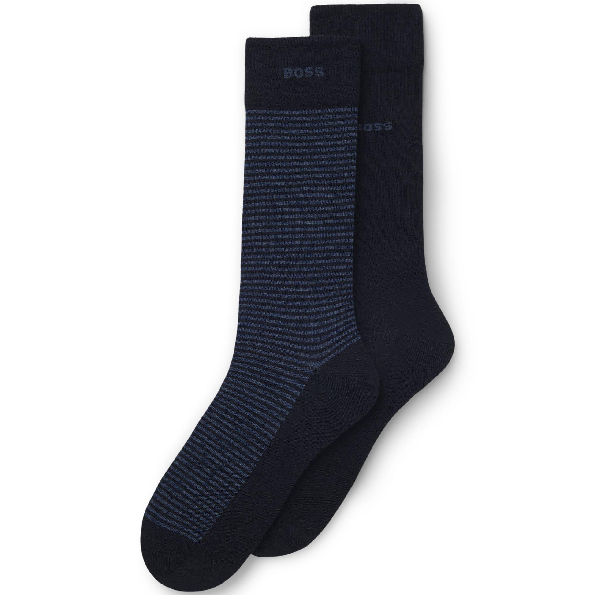 Dark Blue - Boss - 2 Pack of Stripe Socks - 1