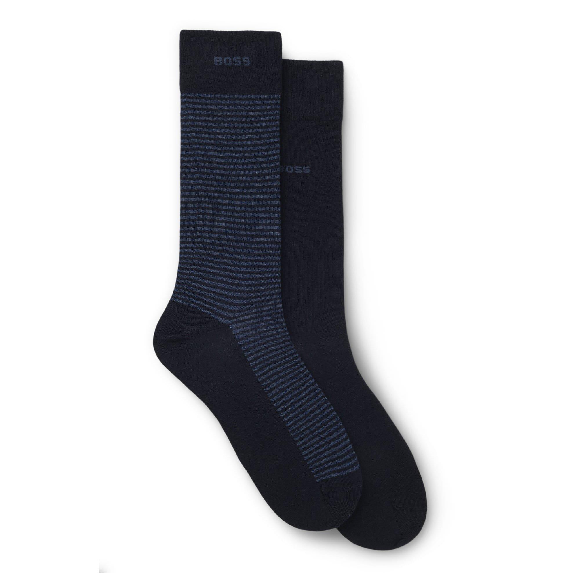 Dark Blue - Boss - 2 Pack of Stripe Socks - 2