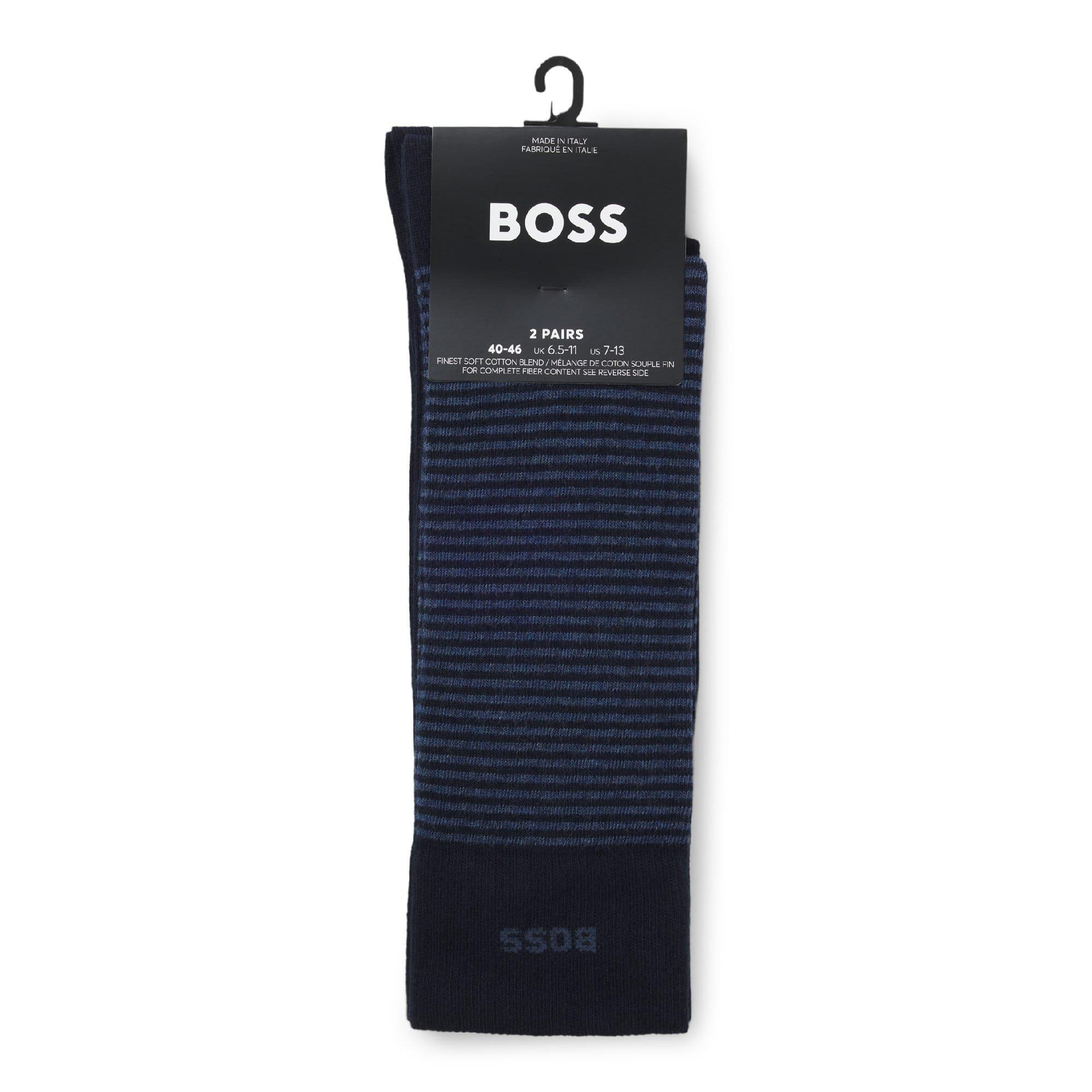Dark Blue - Boss - 2 Pack of Stripe Socks - 3