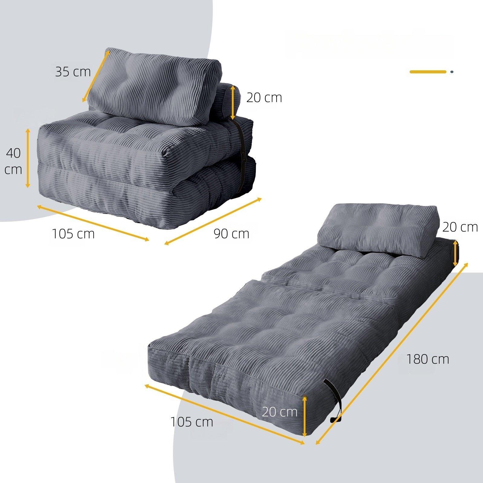 Grey - Urban Meuble - Convertible Corduroy Floor Sofa Bed - 6
