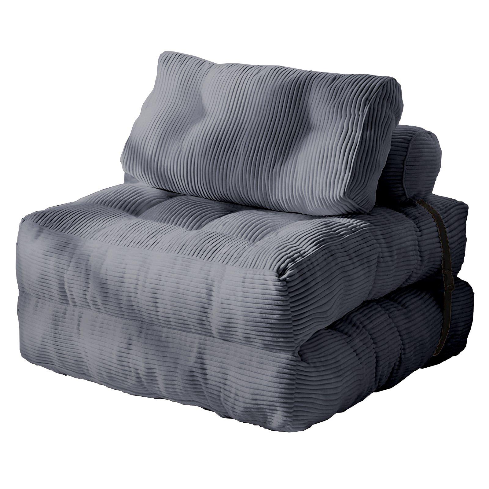 Grey - Urban Meuble - Convertible Corduroy Floor Sofa Bed - 7