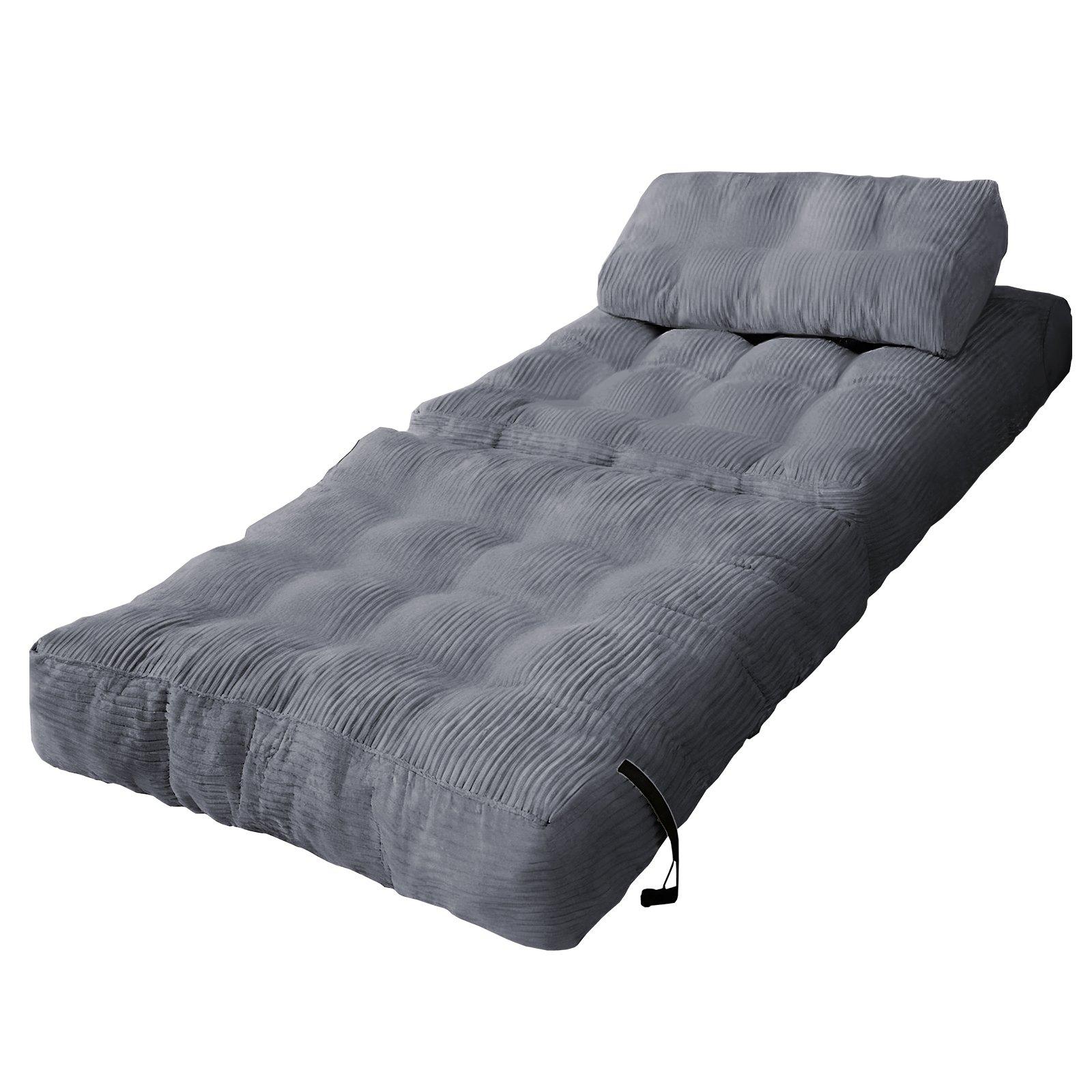 Grey - Urban Meuble - Convertible Corduroy Floor Sofa Bed - 8