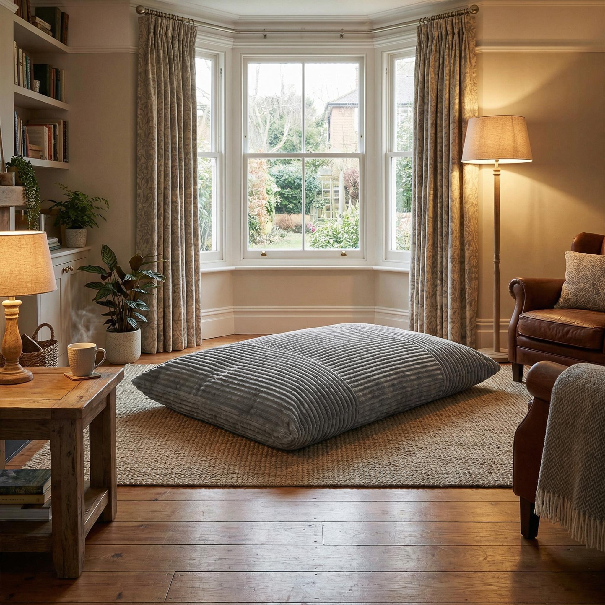 Light Grey - Urban Meuble - Convertible Memory Foam Bean Bag Lounger - 3