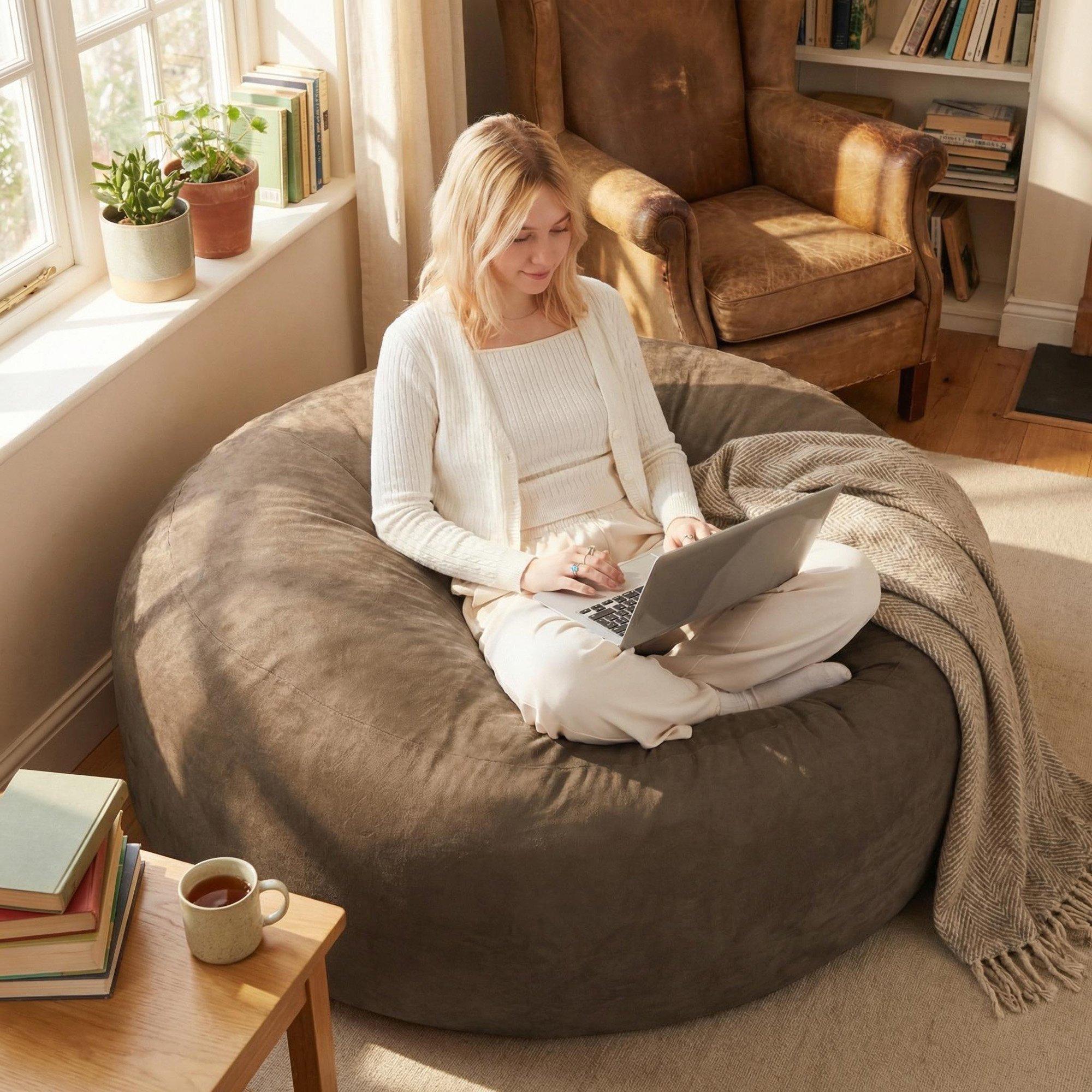 Coffee - Urban Meuble - Modern Round Bean Bag Sofa Chair - 1