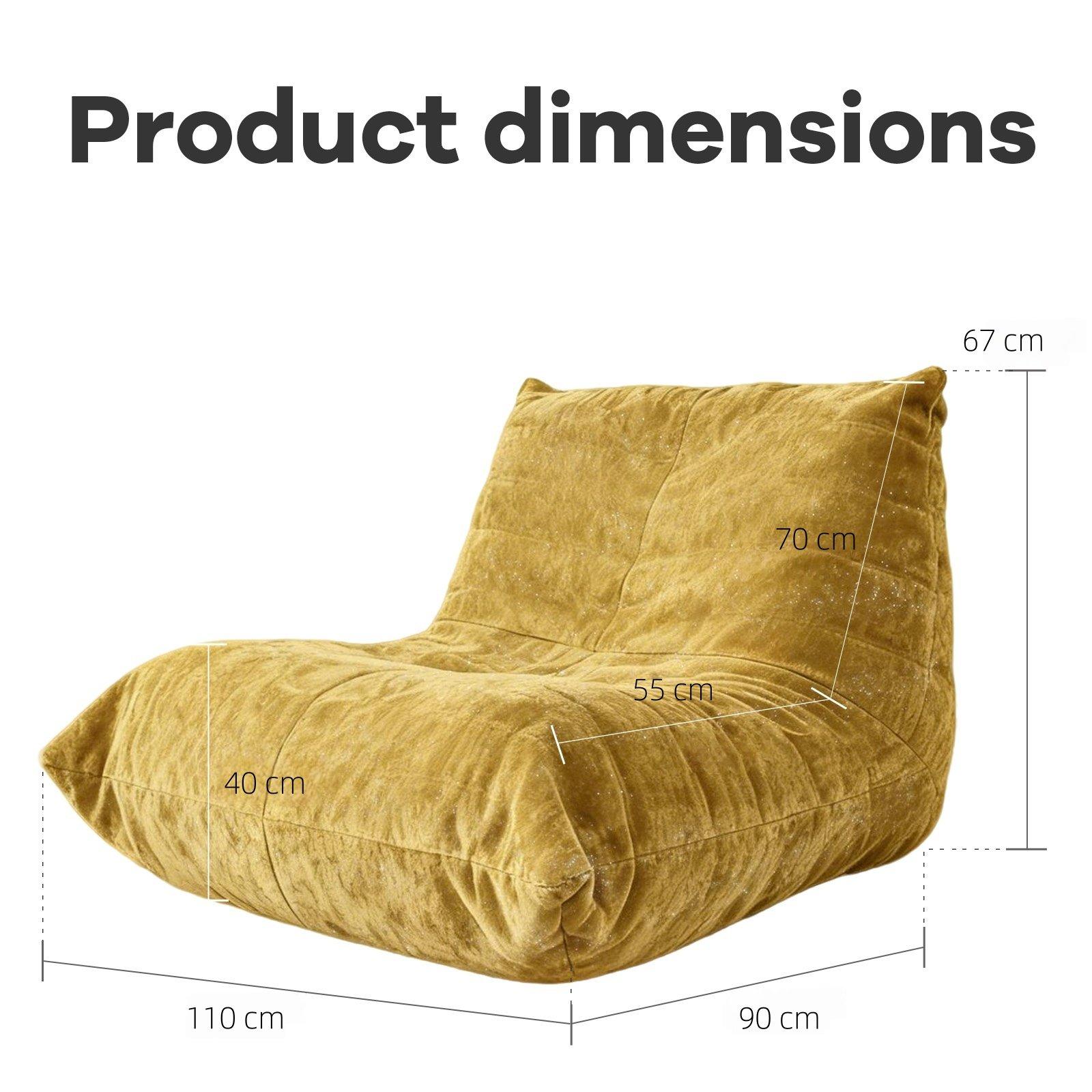 Yellow - Urban Meuble - Luxury Chenille Bean Bag Lazy Sofa - 6