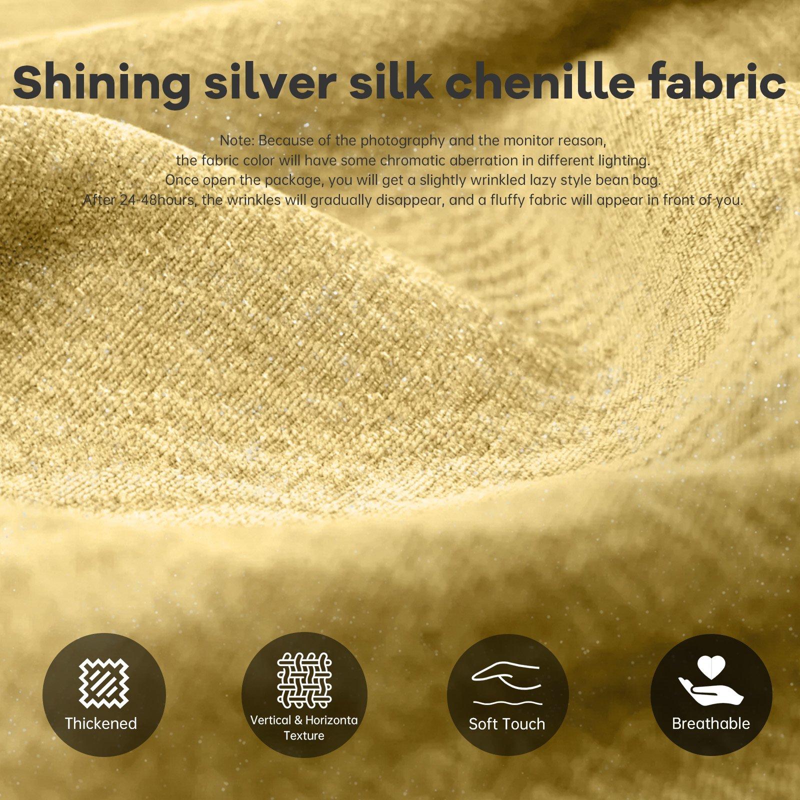 Yellow - Urban Meuble - Luxury Chenille Bean Bag Lazy Sofa - 10