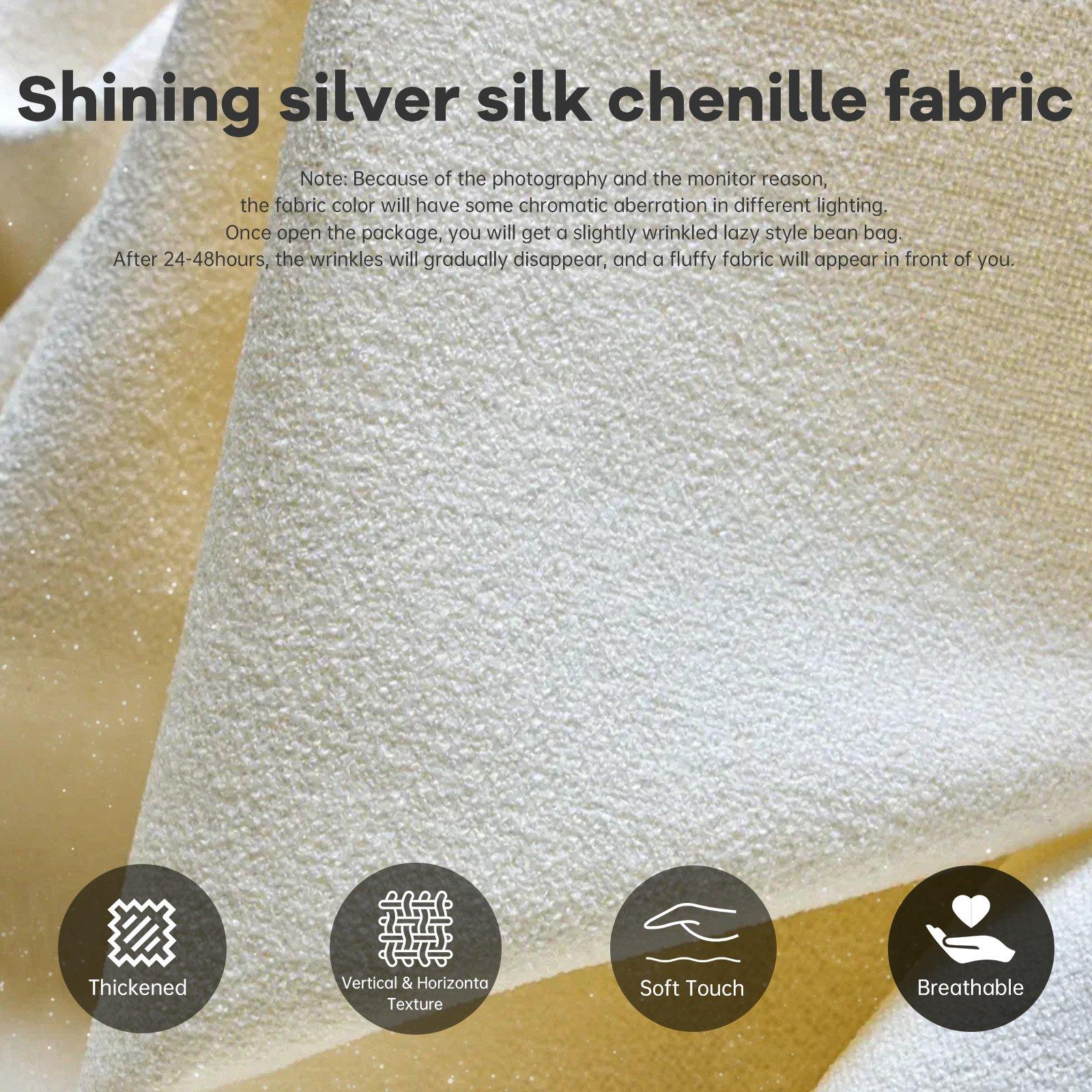 Beige - Urban Meuble - Luxury Chenille Bean Bag Lazy Sofa - 11