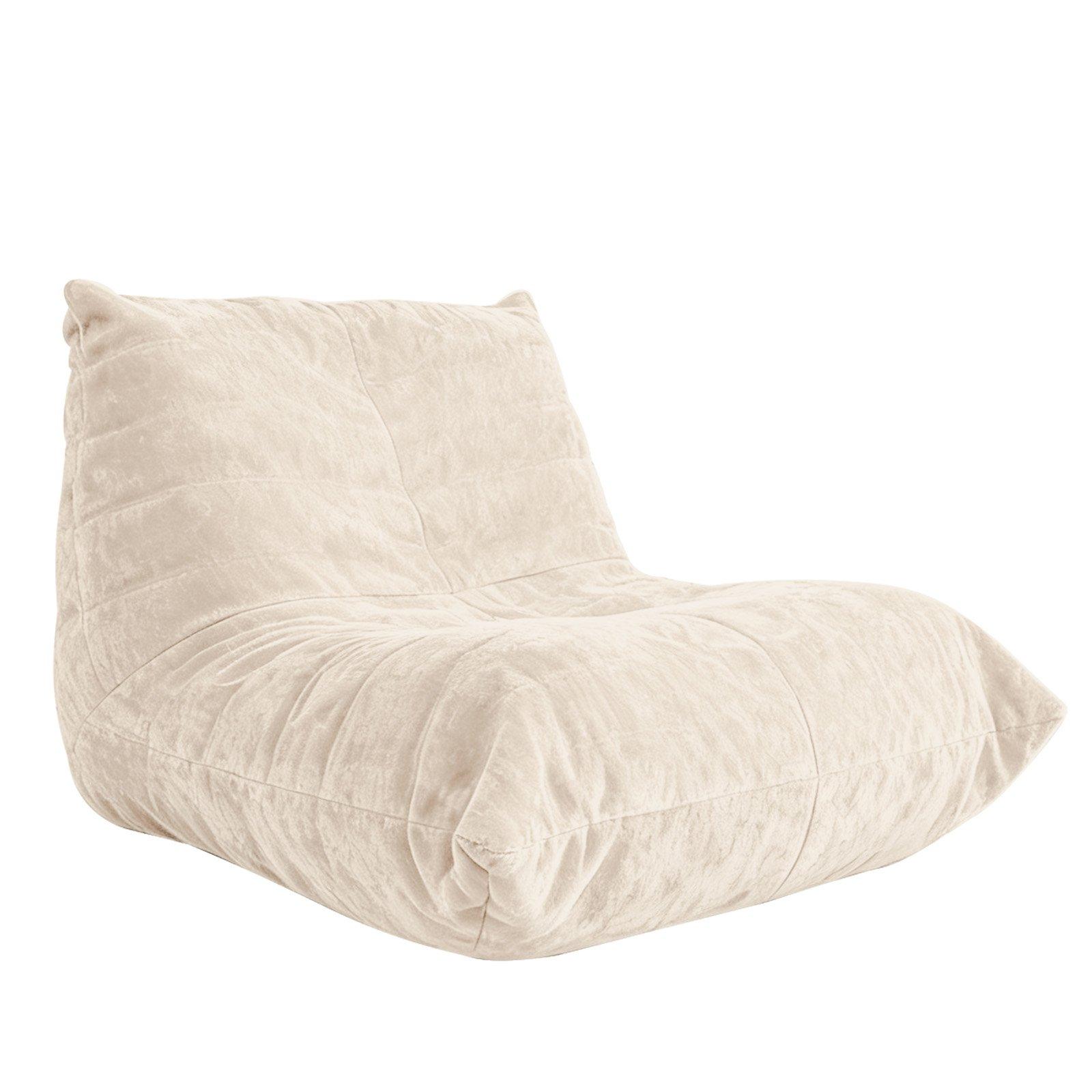 Beige - Urban Meuble - Luxury Chenille Bean Bag Lazy Sofa - 5