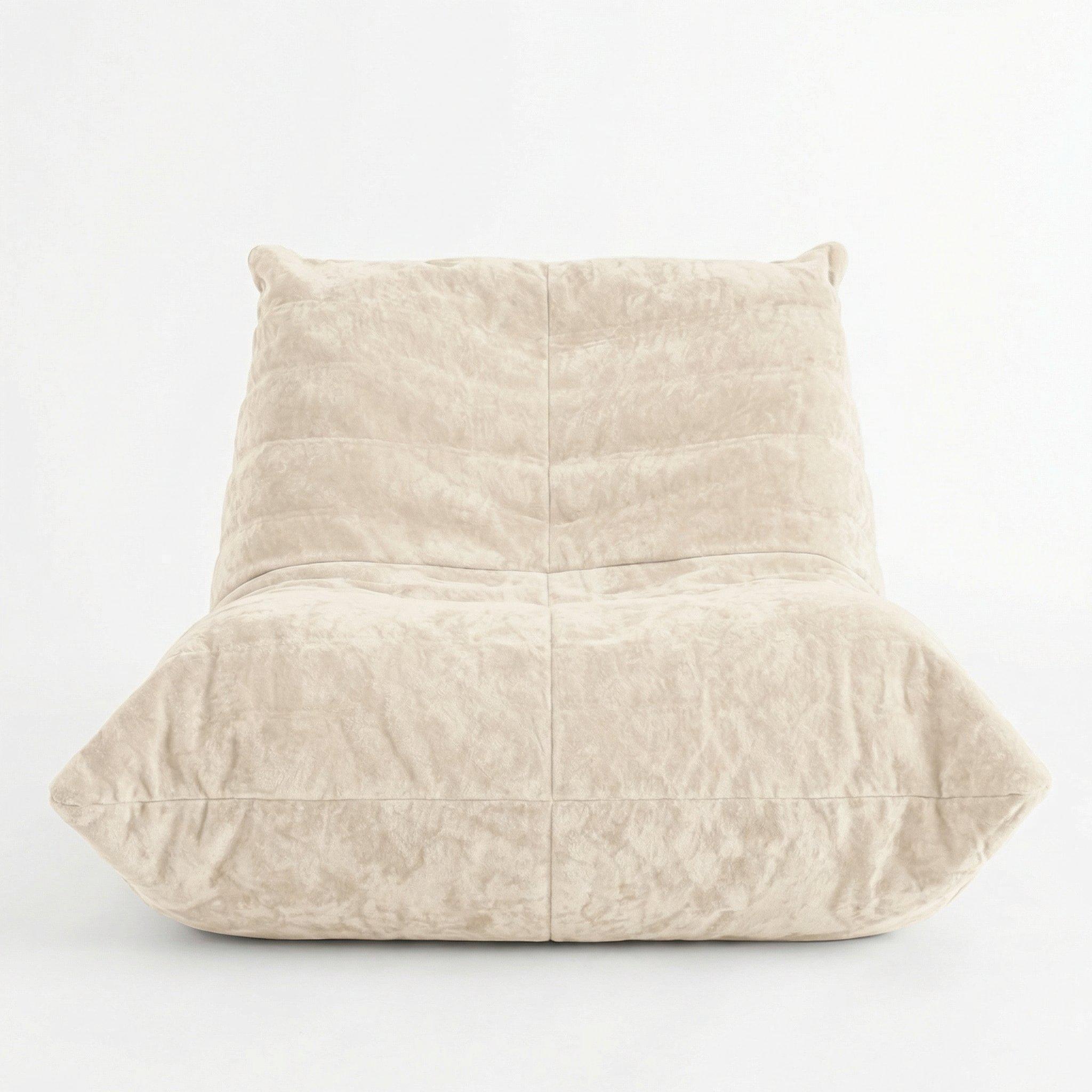 Beige - Urban Meuble - Luxury Chenille Bean Bag Lazy Sofa - 7