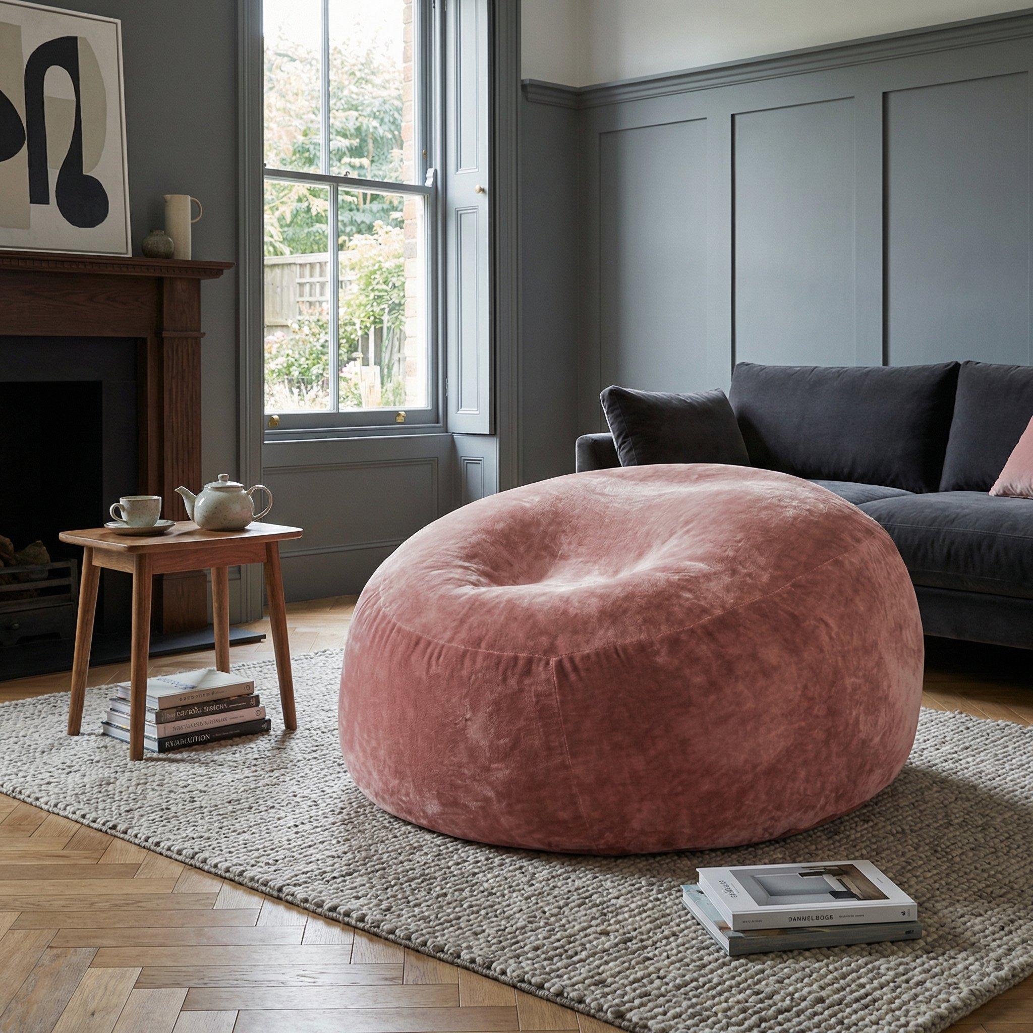 Pink - Urban Meuble - Modern Round Bean Bag Sofa Chair - 1