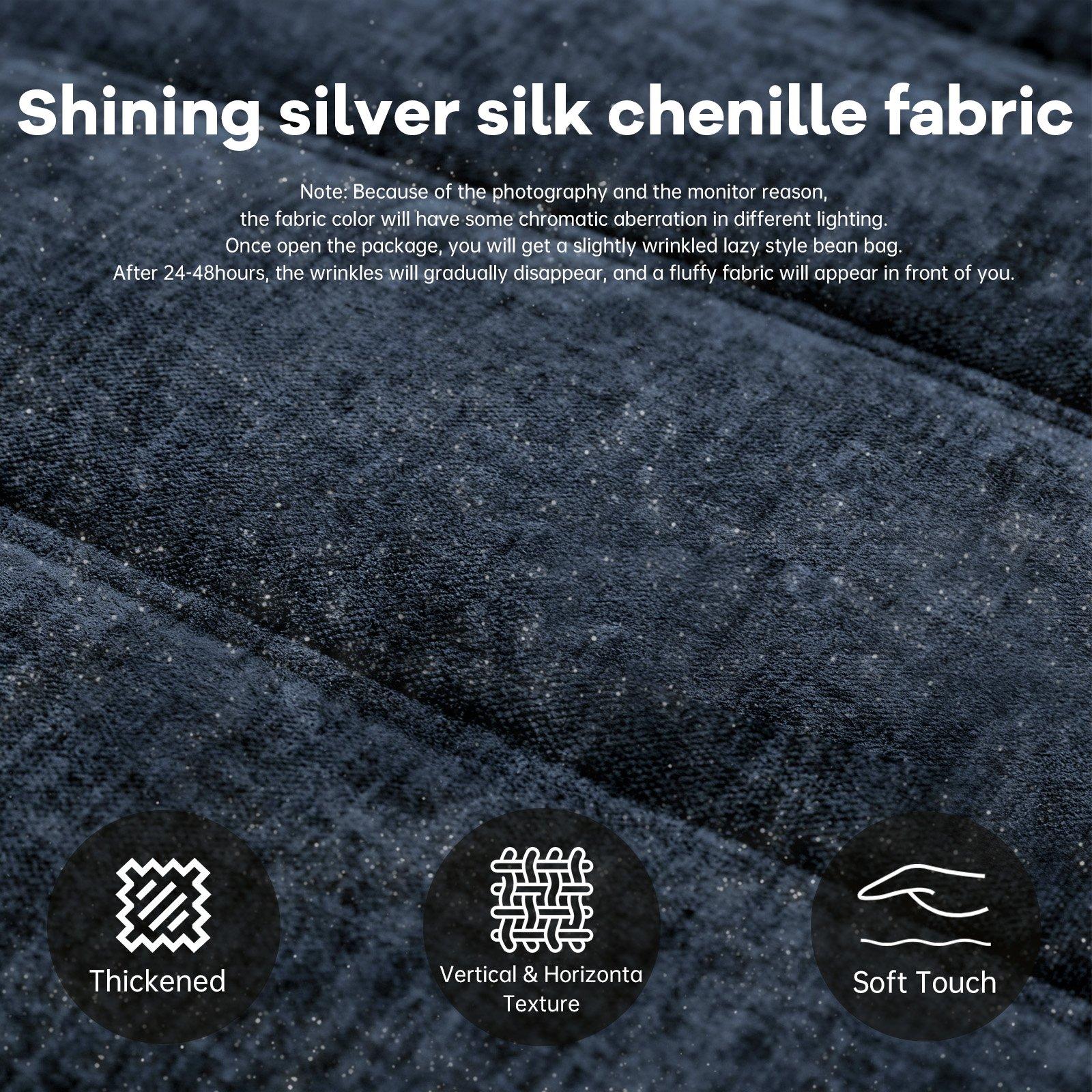 Blue - Urban Meuble - Luxury Chenille Bean Bag Lazy Sofa - 11