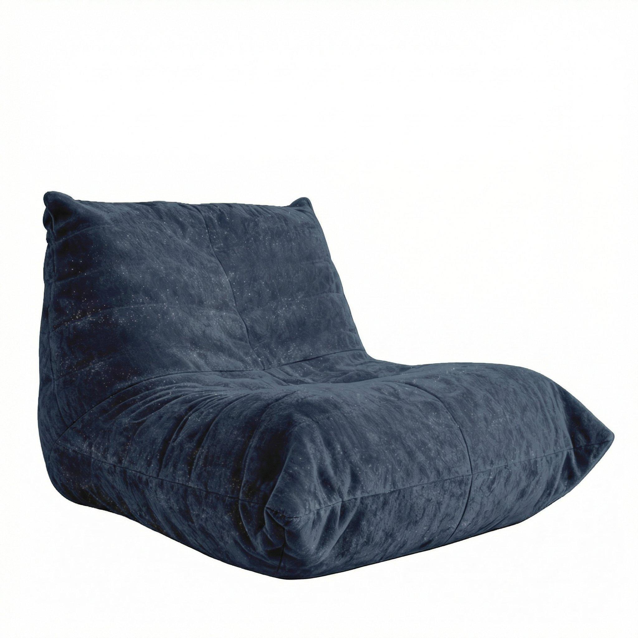 Blue - Urban Meuble - Luxury Chenille Bean Bag Lazy Sofa - 5