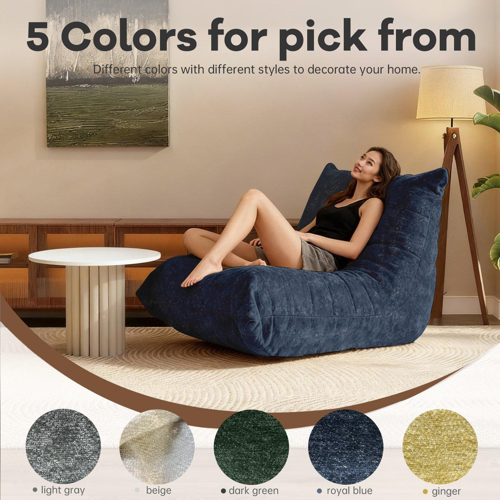 Blue - Urban Meuble - Luxury Chenille Bean Bag Lazy Sofa - 10