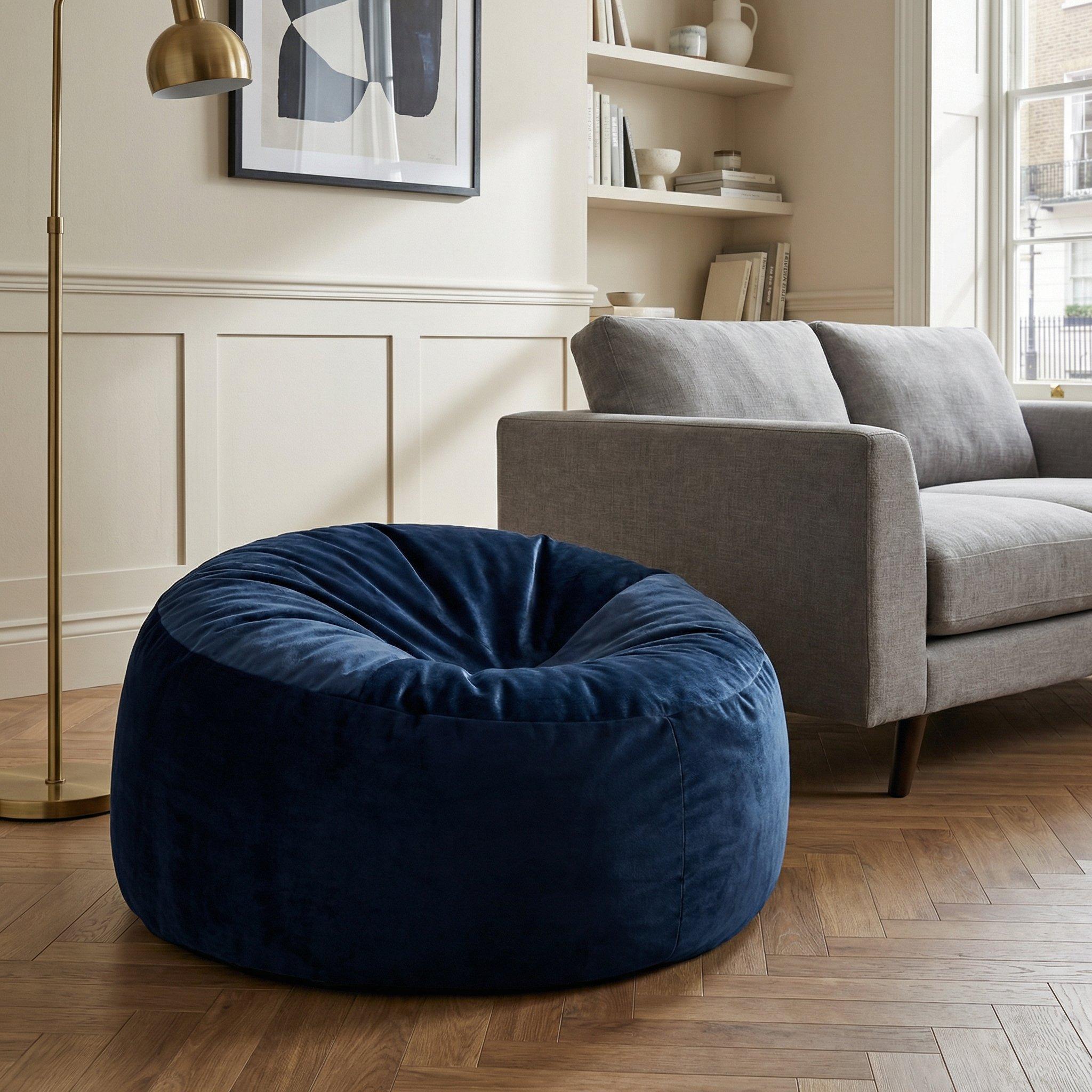 Blue - Urban Meuble - Modern Round Bean Bag Sofa Chair - 2