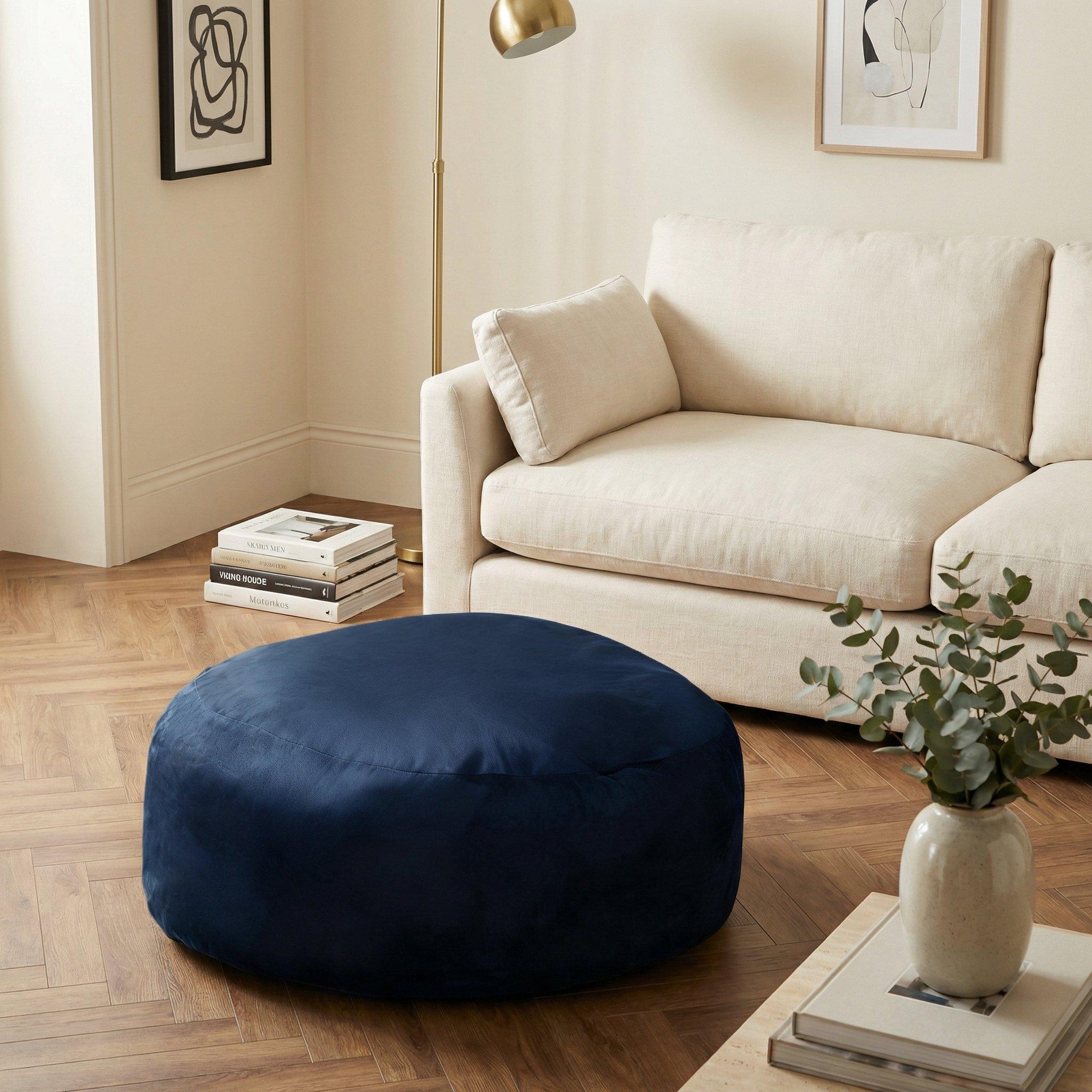 Blue - Urban Meuble - Modern Round Bean Bag Sofa Chair - 4