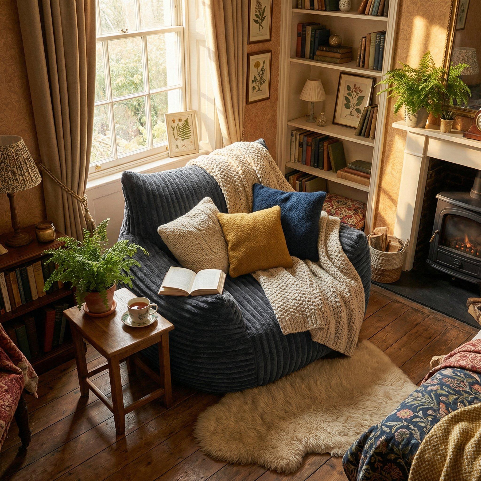 Dark Grey - Urban Meuble - Plush Corduroy Bean Bag Chair - 2