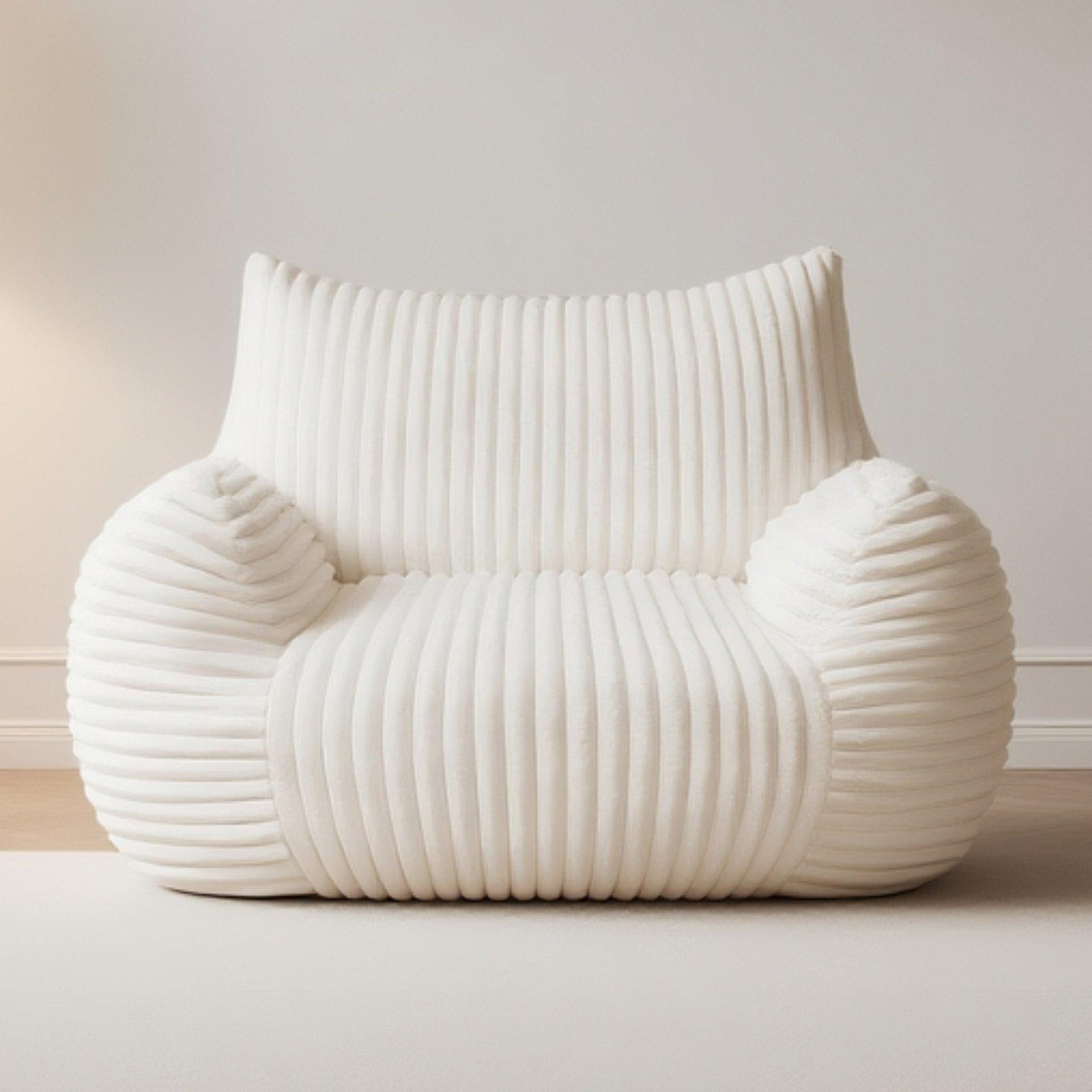 Beige - Urban Meuble - Plush Corduroy Bean Bag Chair - 5