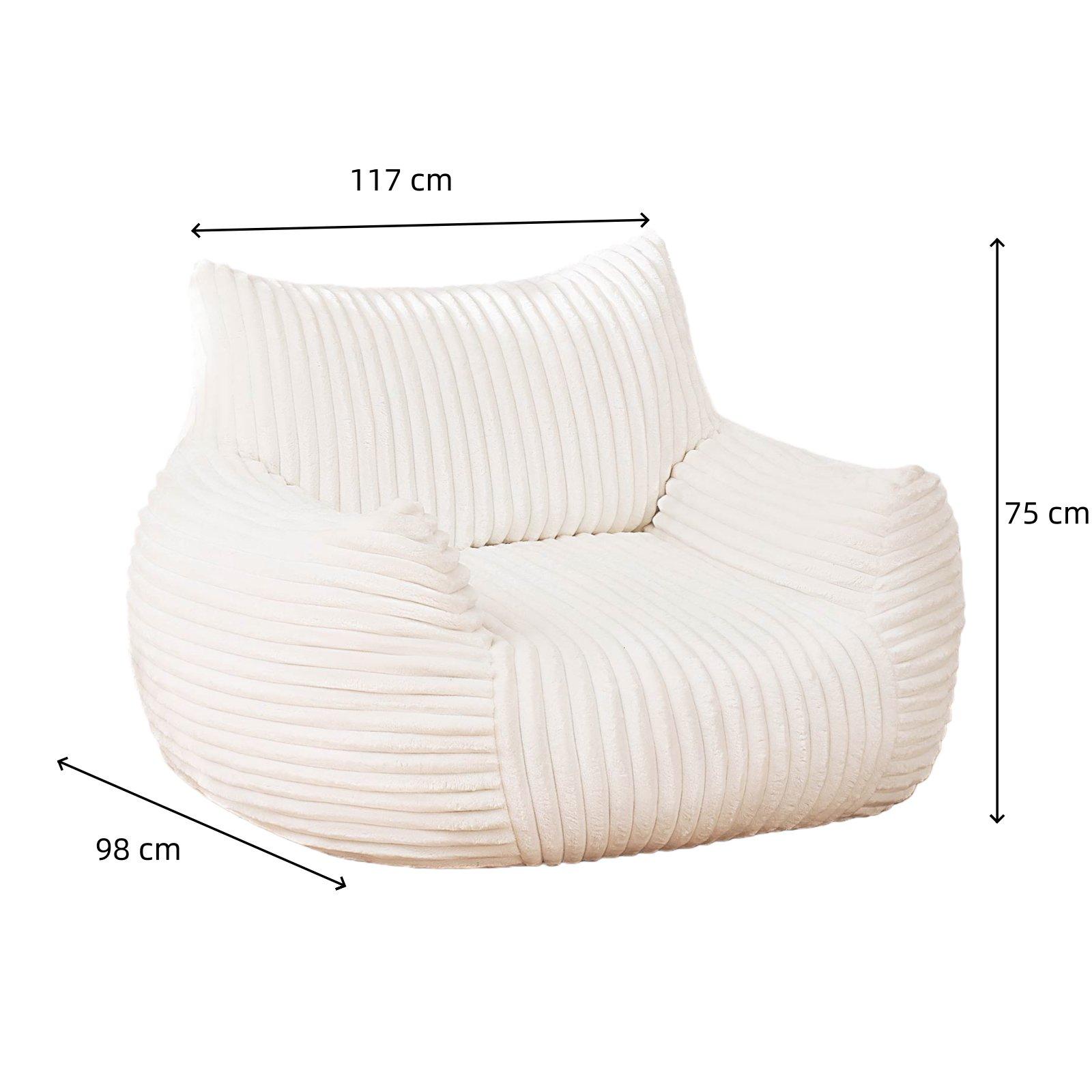 Beige - Urban Meuble - Plush Corduroy Bean Bag Chair - 6