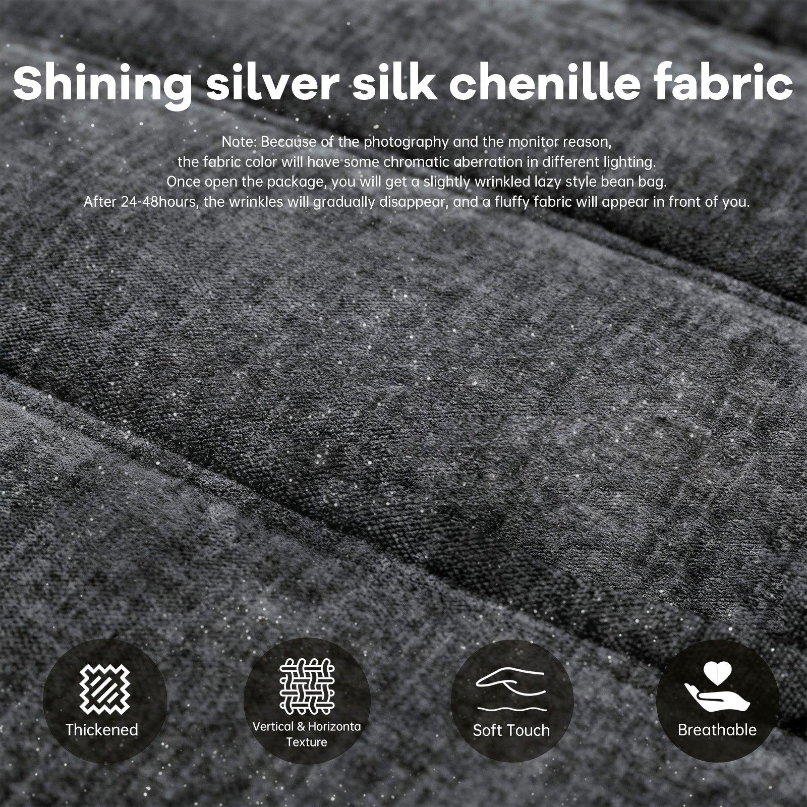 Grey - Urban Meuble - Luxury Chenille Bean Bag Lazy Sofa - 10