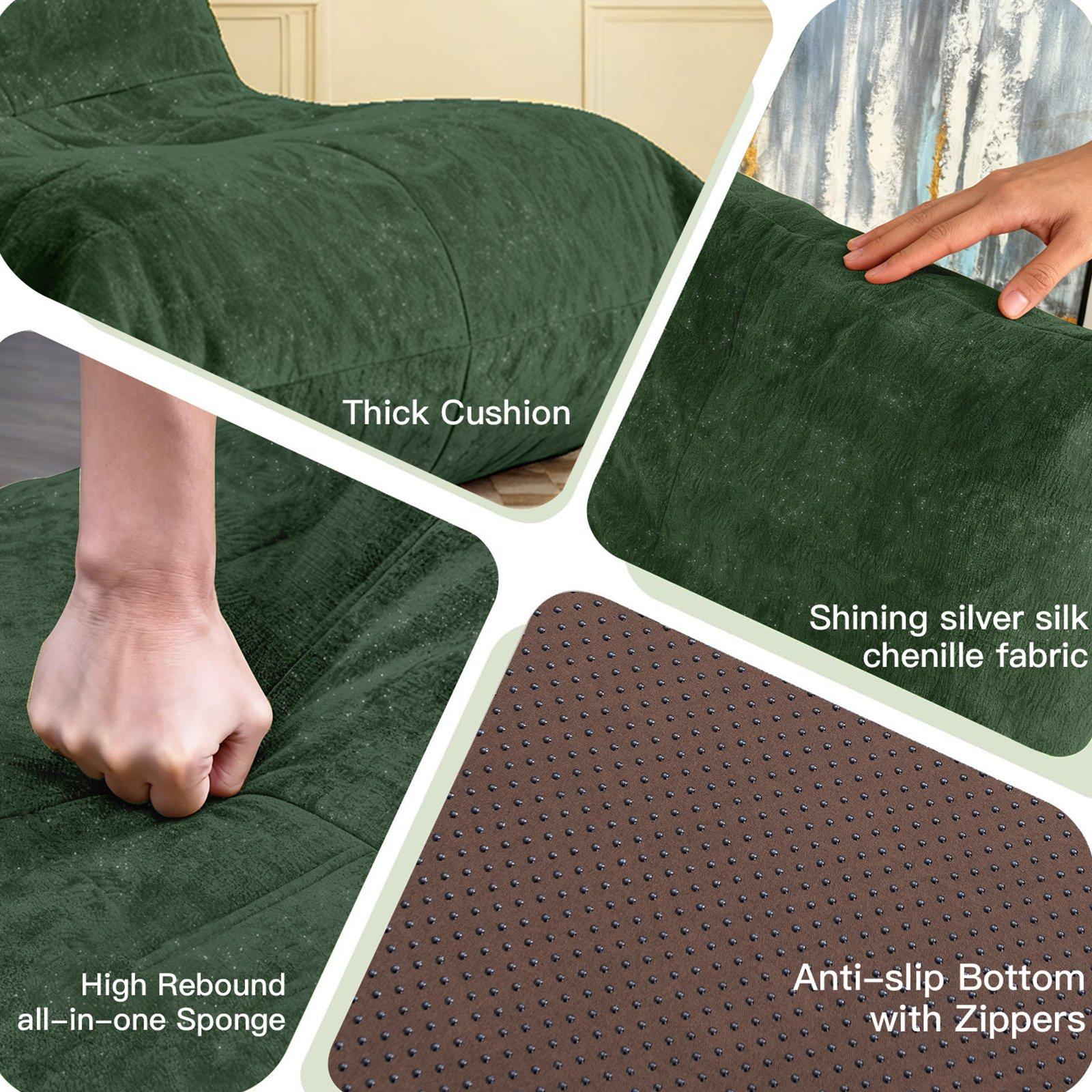 Green - Urban Meuble - Luxury Chenille Bean Bag Lazy Sofa - 12