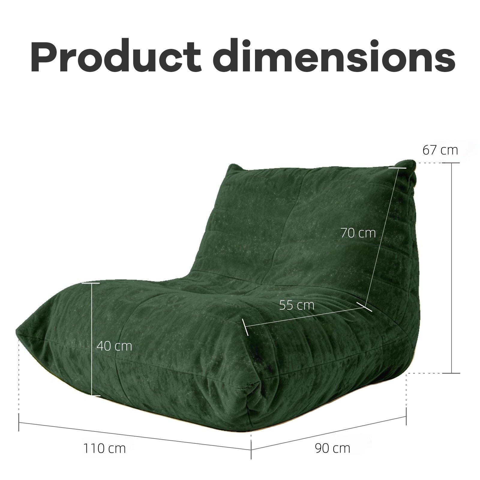 Green - Urban Meuble - Luxury Chenille Bean Bag Lazy Sofa - 6