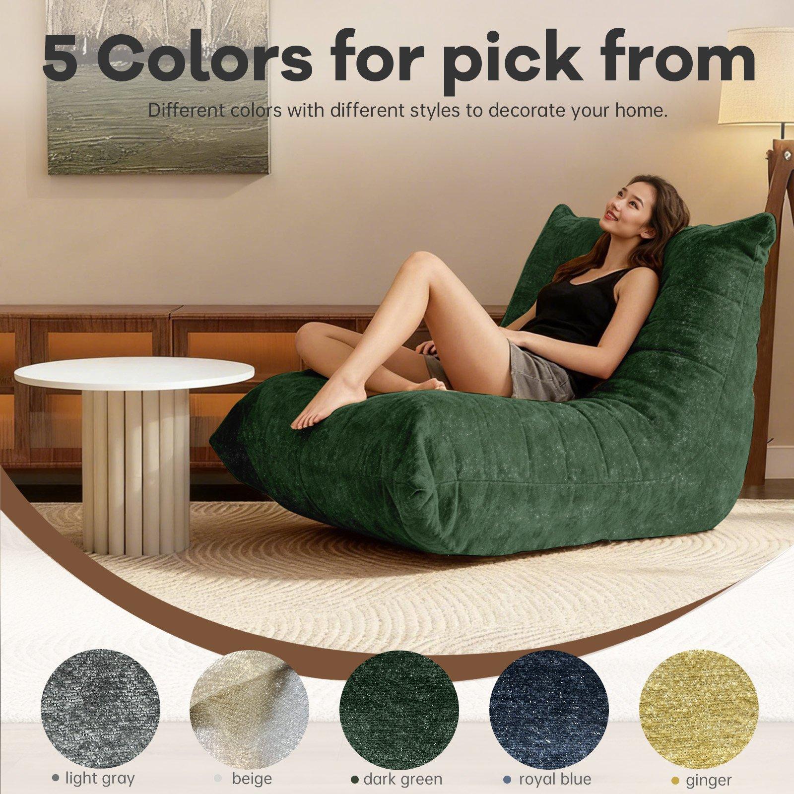Green - Urban Meuble - Luxury Chenille Bean Bag Lazy Sofa - 10