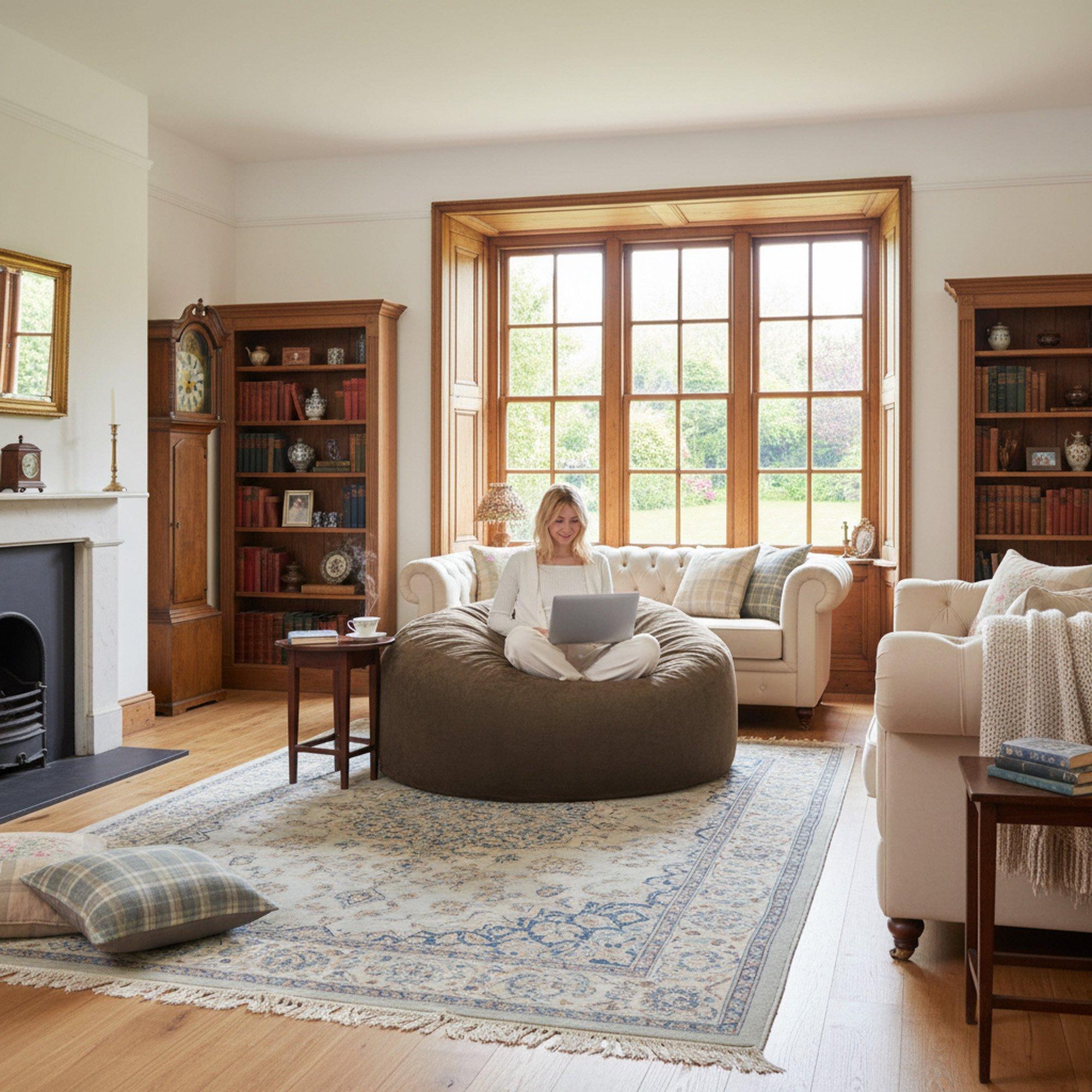 Coffee - Urban Meuble - Modern Round Bean Bag Sofa Chair - 4