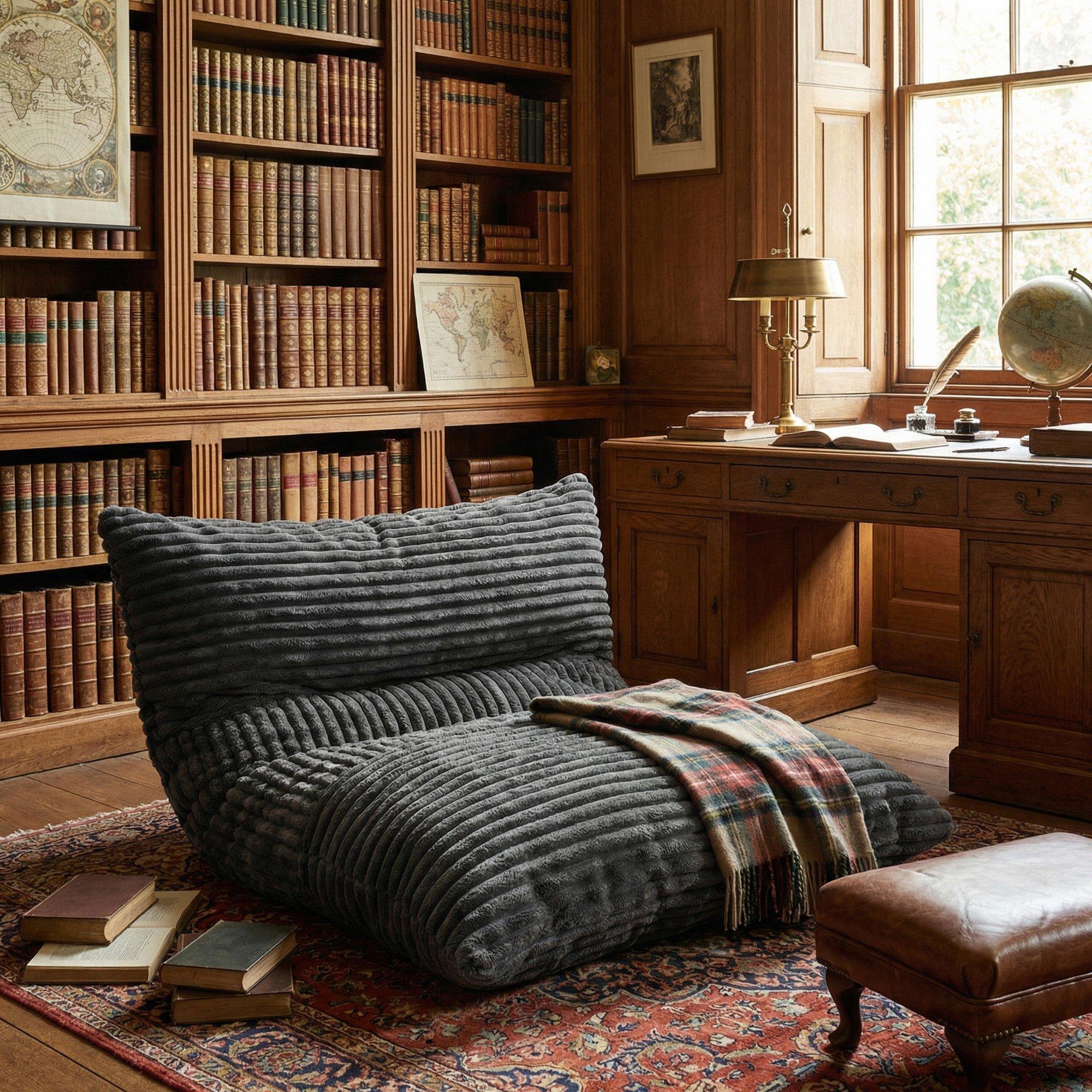 Dark Grey - Urban Meuble - Convertible Memory Foam Bean Bag Lounger - 1