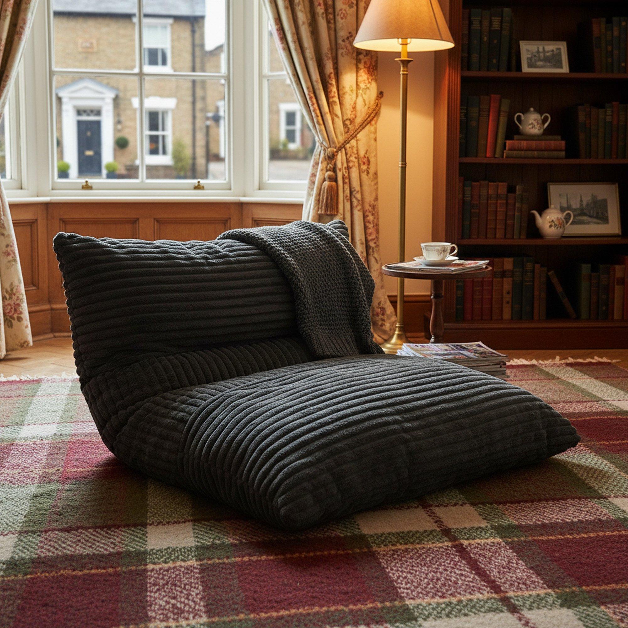 Dark Grey - Urban Meuble - Convertible Memory Foam Bean Bag Lounger - 4