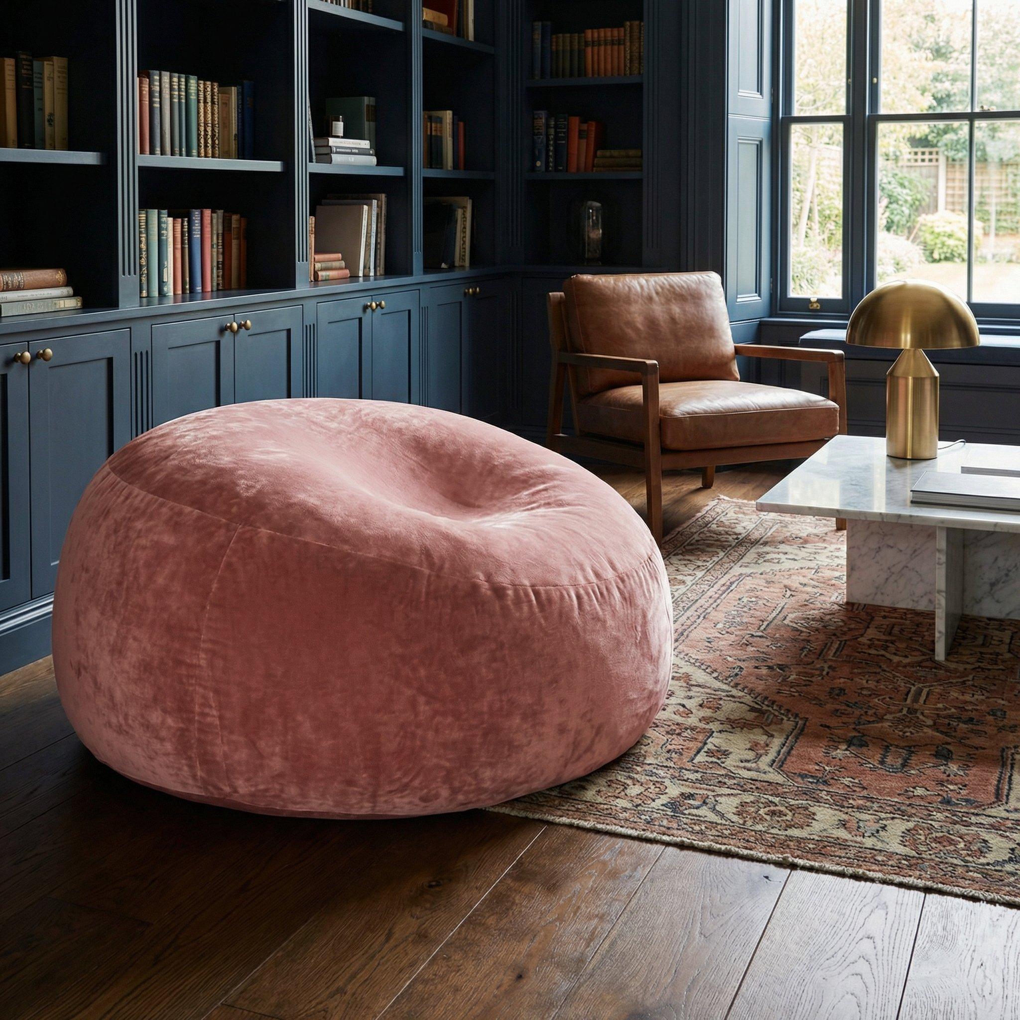 Urban Meuble  Modern Round Bean Bag Sofa Chair - Pink