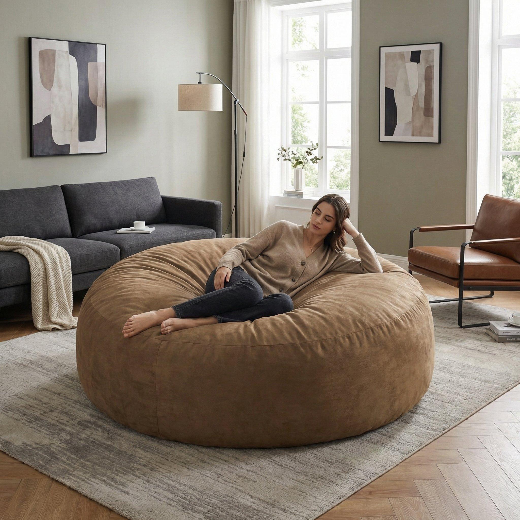 Coffee - Urban Meuble - Modern Round Bean Bag Sofa Chair - 3