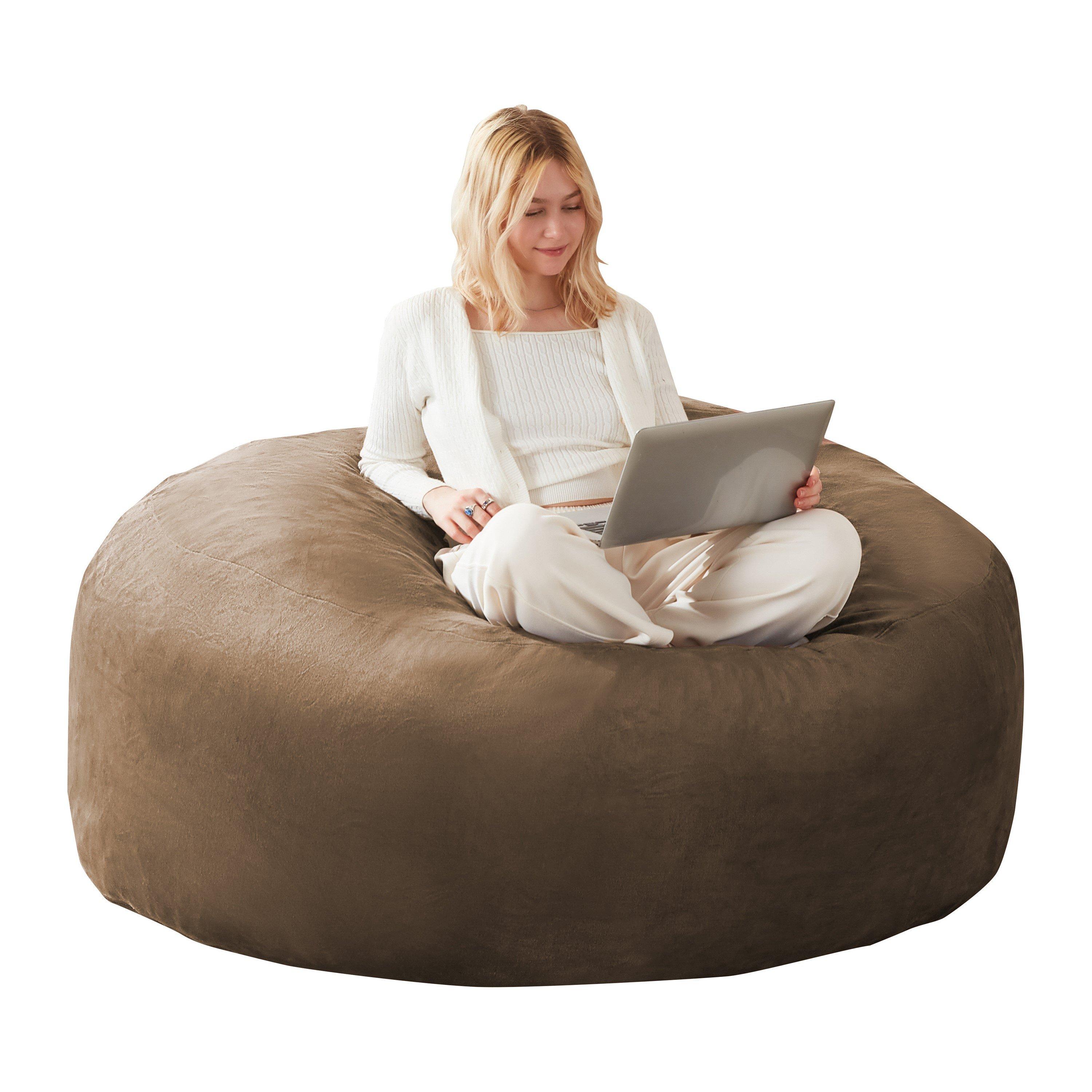 Coffee - Urban Meuble - Modern Round Bean Bag Sofa Chair - 5