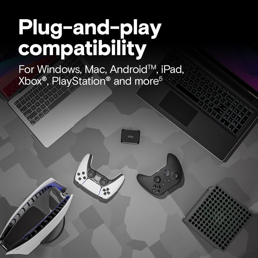 Black - Crucial Technology - Crucial CT1000X9SSD9 External Portable SSD - 4