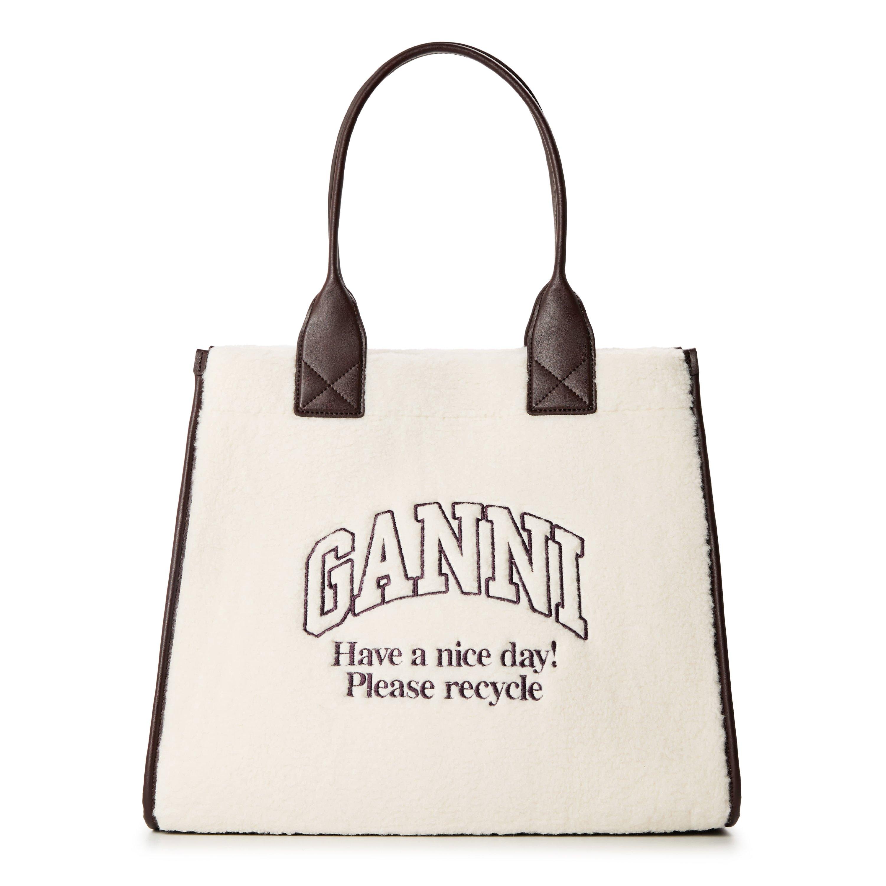 Ganni Women's Shopper Sherling Tote Bag - Egret