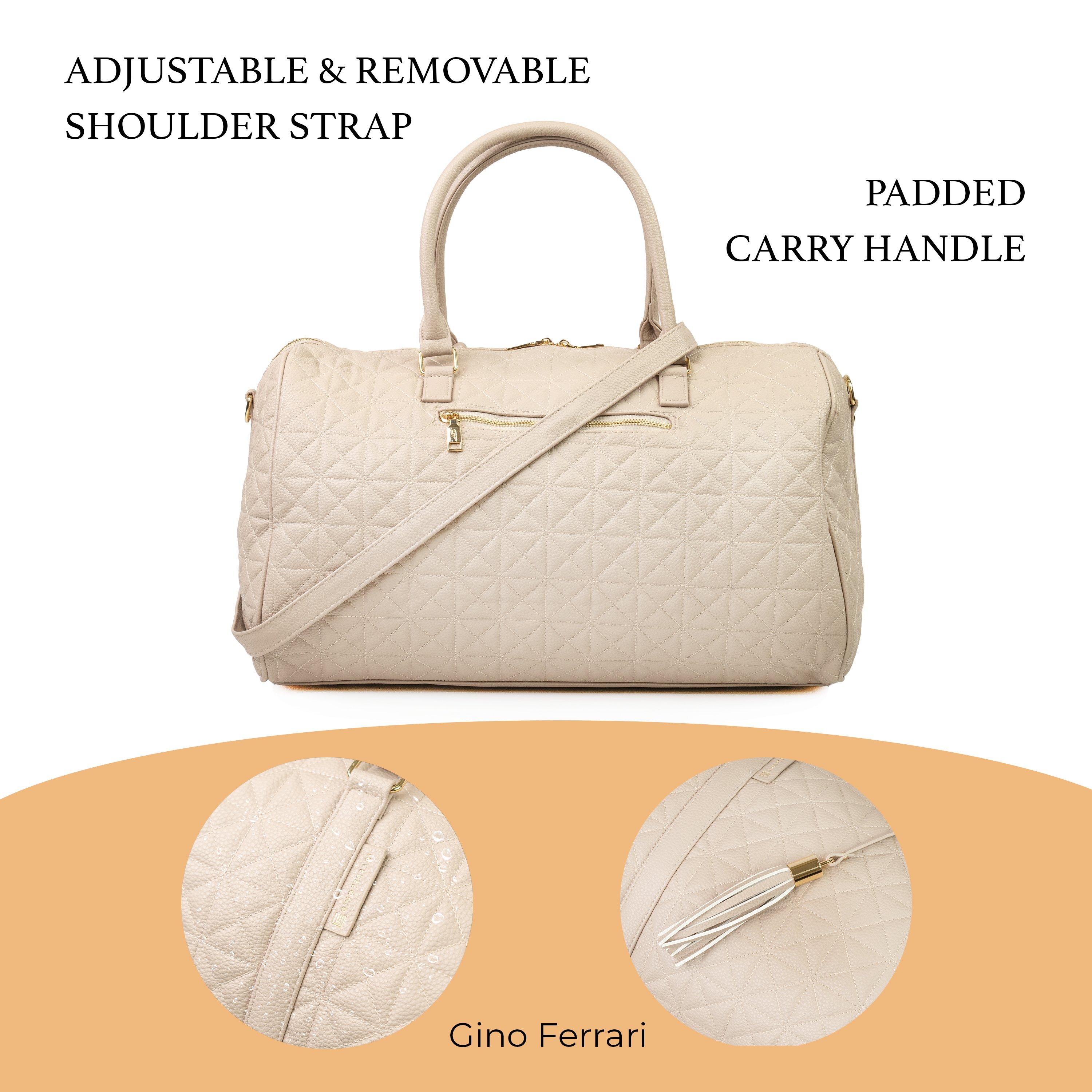 Beige Gfh003 - Gino Ferrari - Pisa Quilted Faux Leather Weekend & Travel Holdall - 3